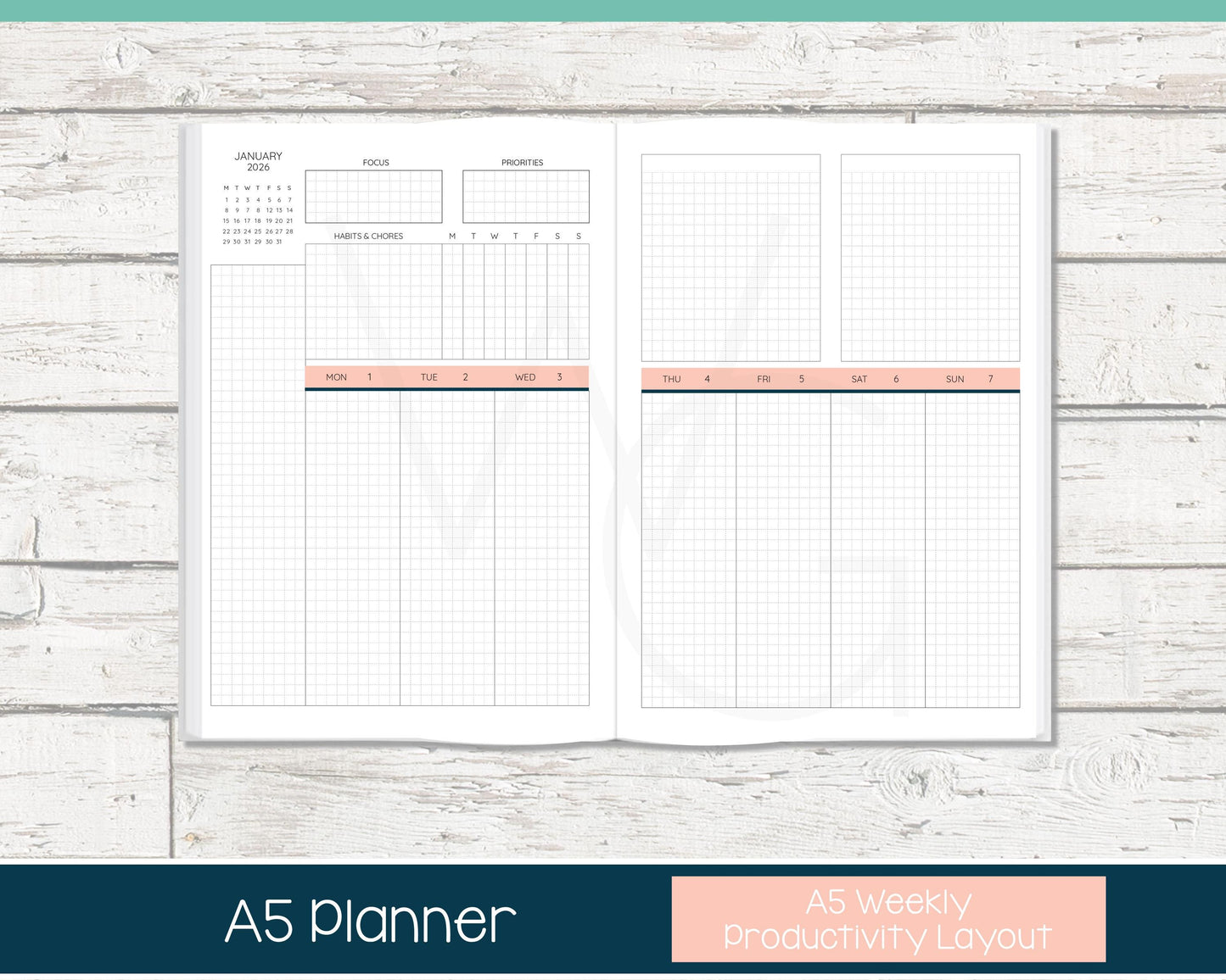 2026 Weekly Personalized Planner | Productivity Weekly Planner | Grid Layout | Summer Dreams