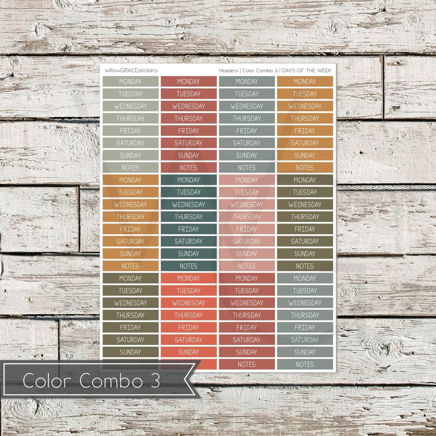 Planner Headers • Functional Planner Stickers • Days of the Week