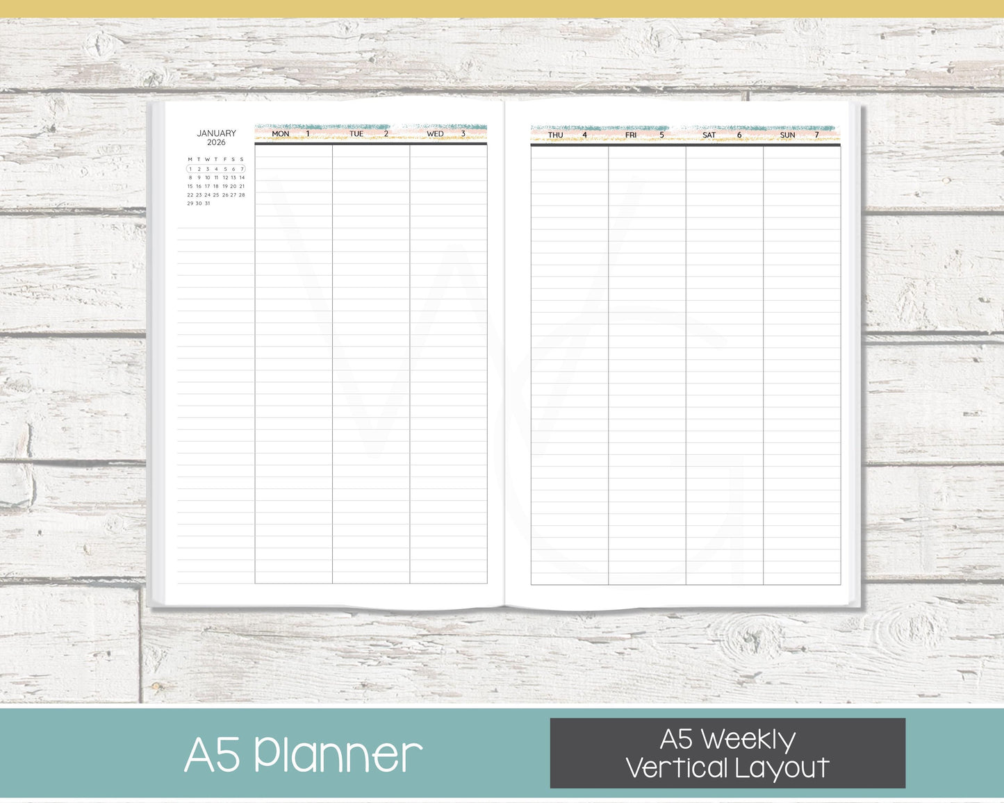 2026 Weekly Personalized Planner | Vertical Weekly Planner | Lined Layout | Reflections