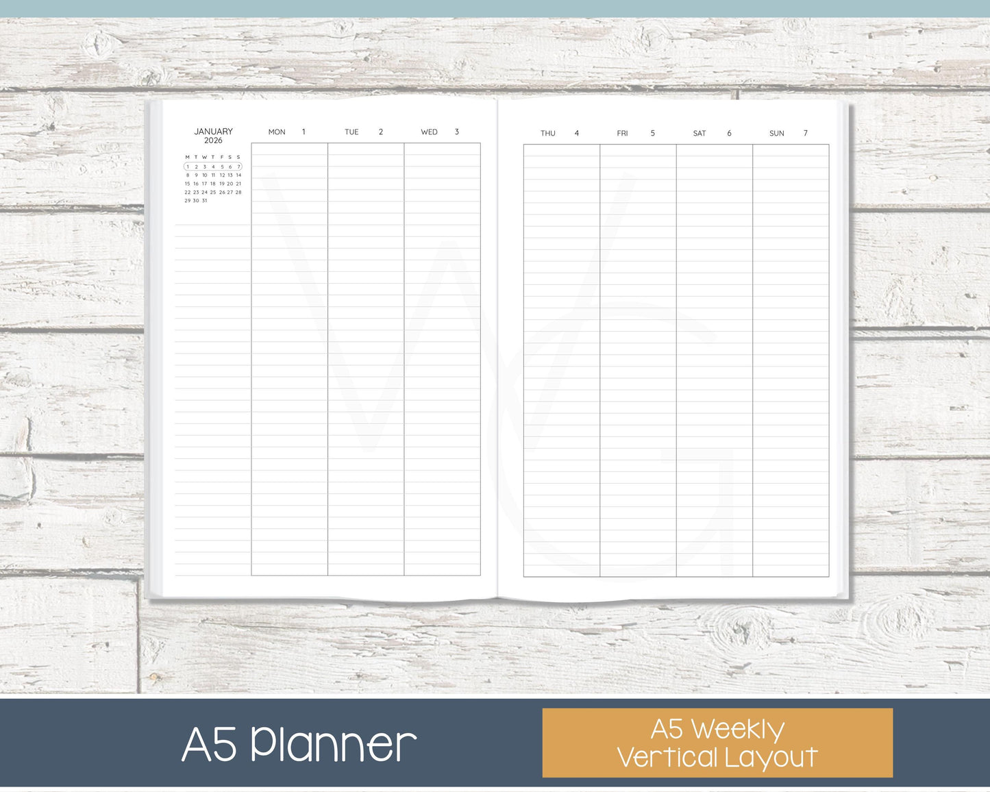 2026 Complete Planner | Month, Week, Day Planner | Lined Layout - Black and White | Ready to Ship