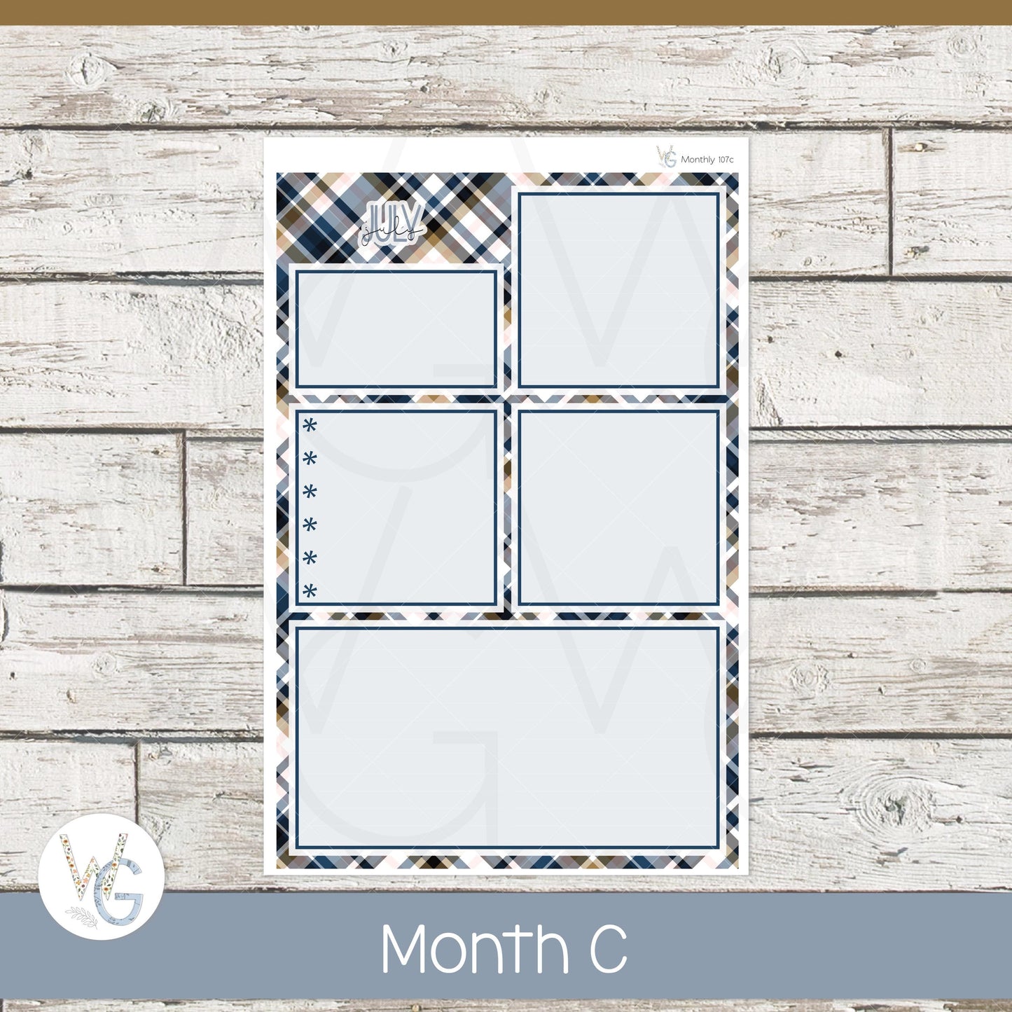 WG A5 Monthly Planner Stickers β’ WGM5-107