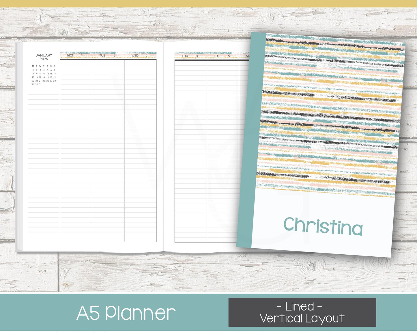 2026 Weekly Personalized Planner | Vertical Weekly Planner | Lined Layout | Reflections