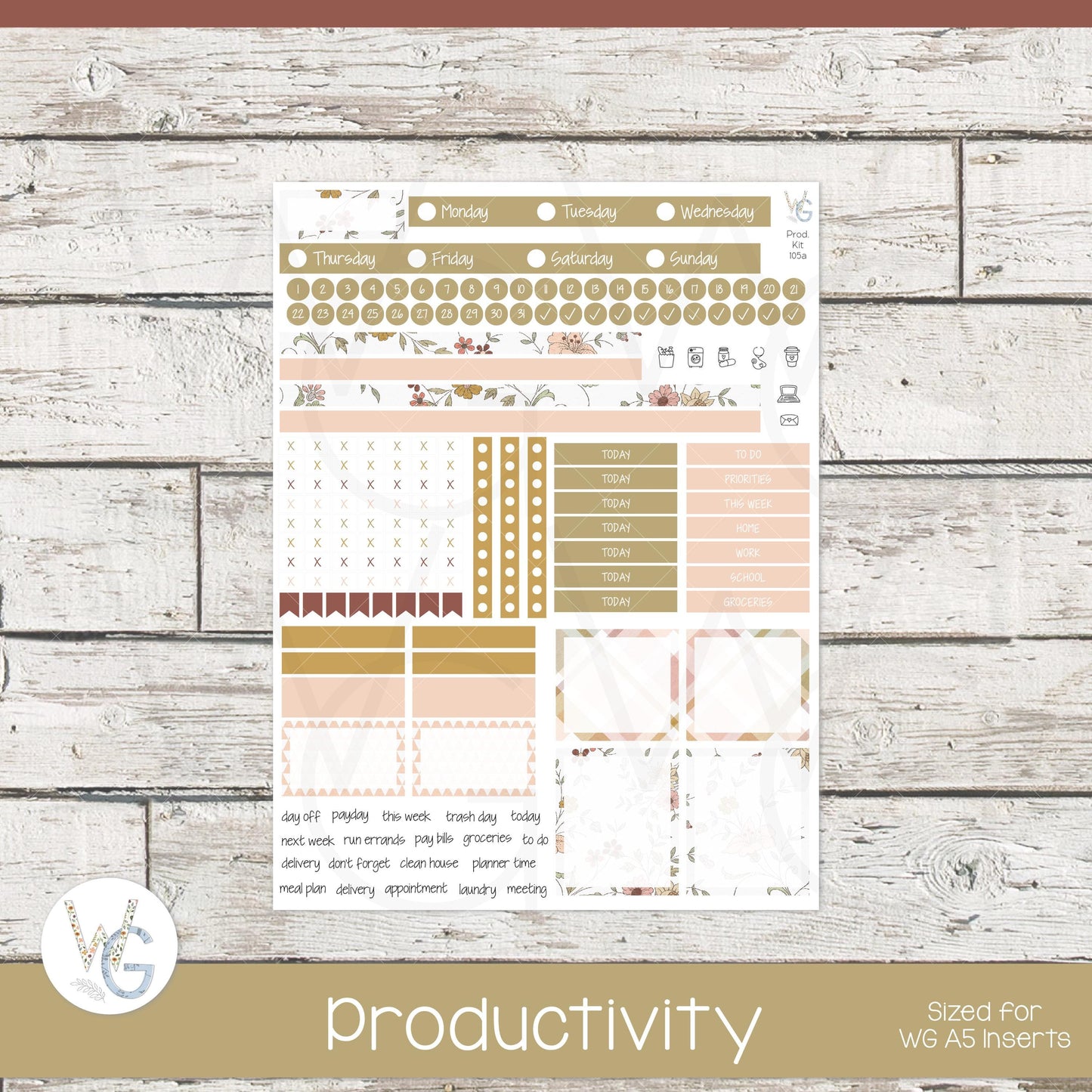WG A5 Weekly Planner Stickers β’ WGW5-105