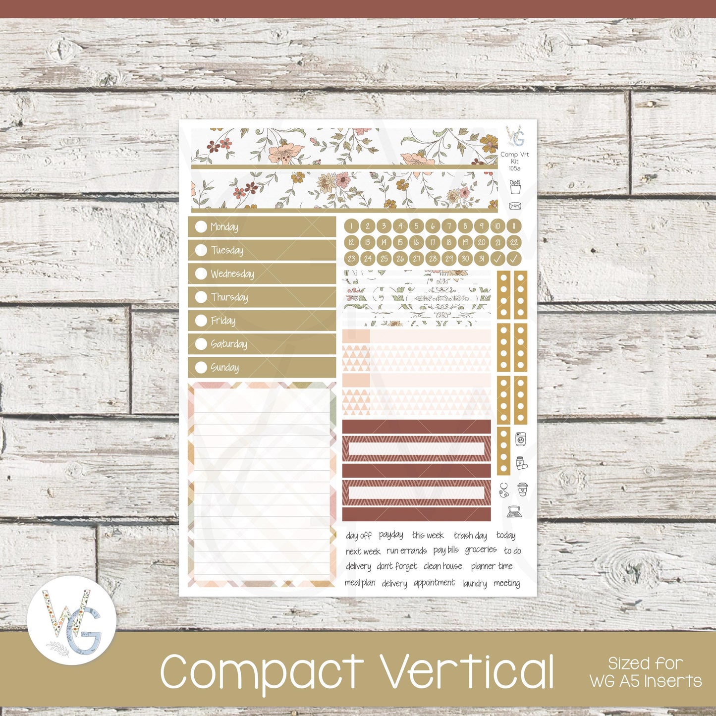 WG A5 Weekly Planner Stickers β’ WGW5-105