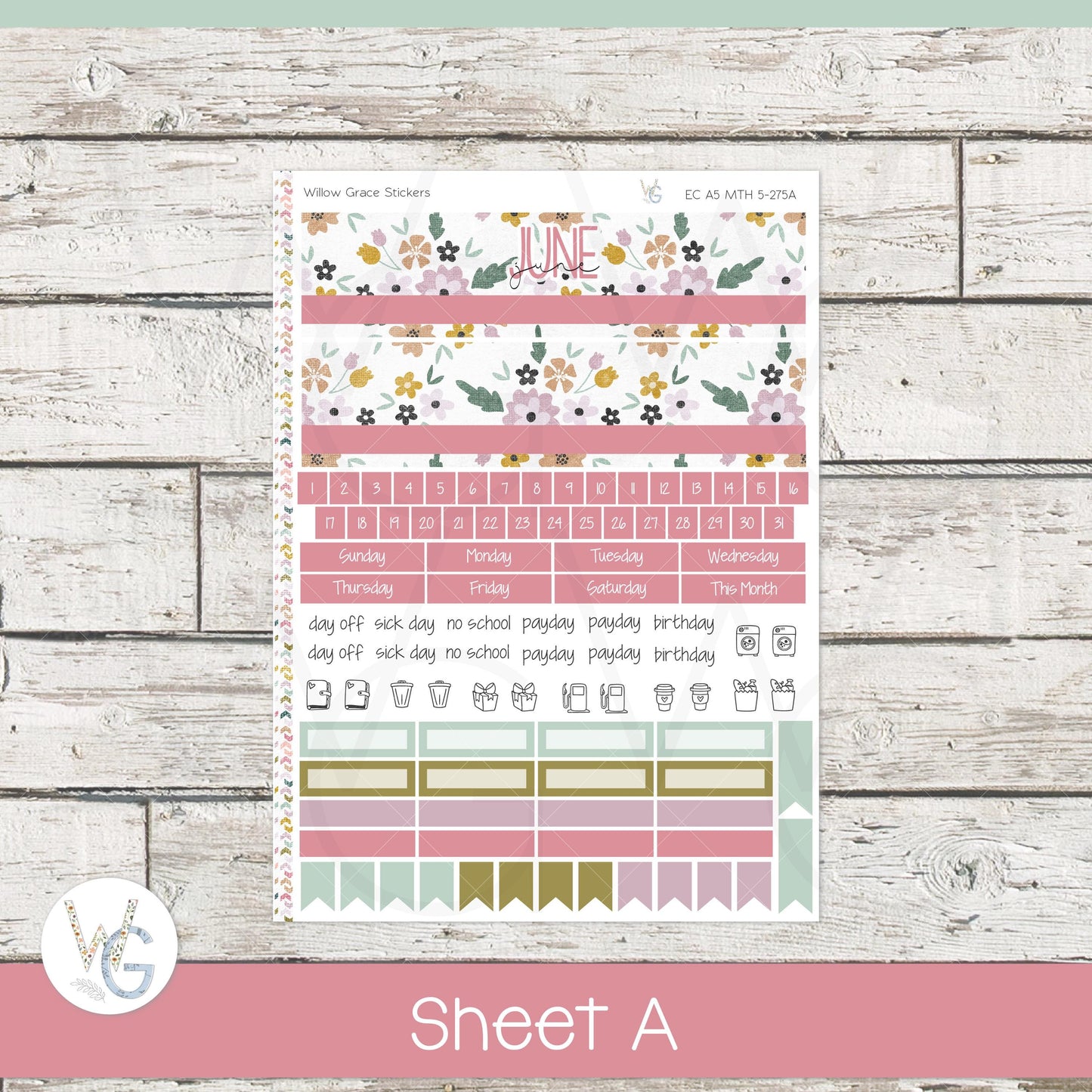EC A5 Monthly Planner Stickers β’ ECM5-275