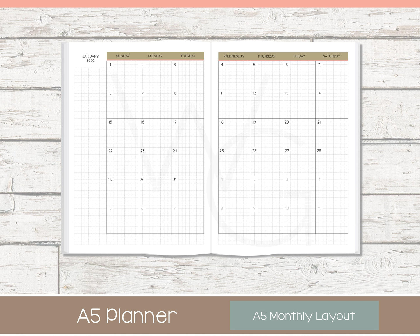 2026 Complete Personalized Planner | Month, Week, Day Planner | Grid Layout | Cottage Bloom