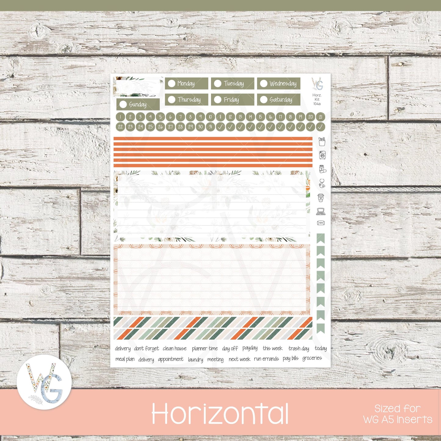 WG A5 Weekly Planner Stickers β’ WGW5-104