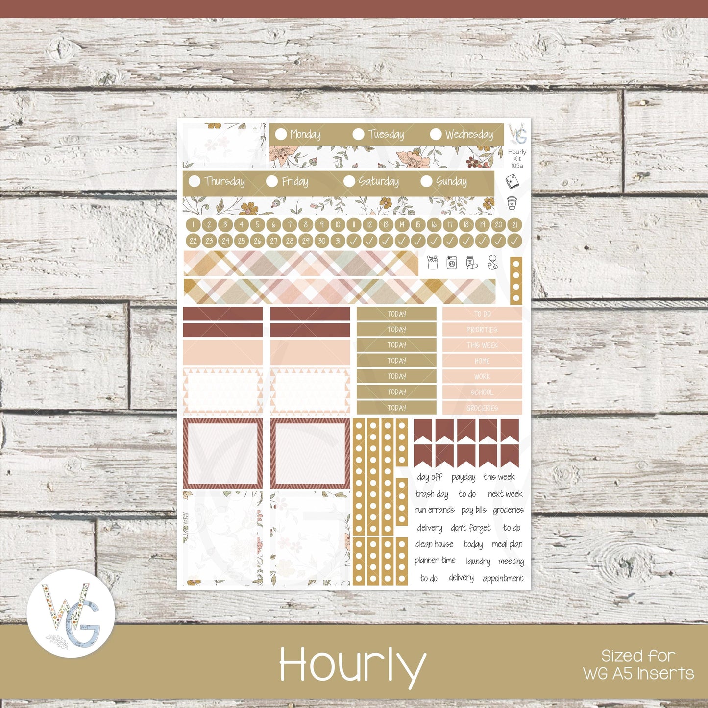 WG A5 Weekly Planner Stickers β’ WGW5-105
