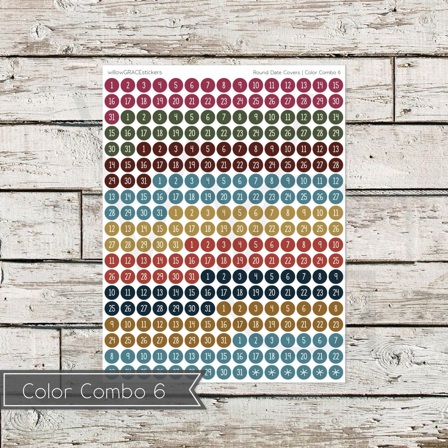 Round Date Covers • Functional Planner Stickers