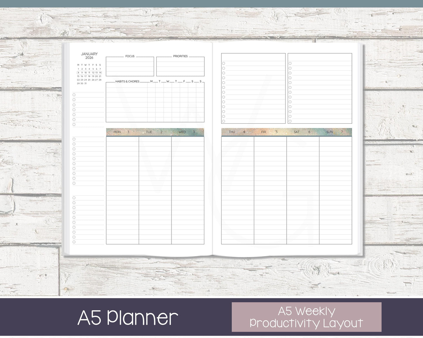 2026 Weekly Personalized Planner | Productivity Weekly Planner | Lined Layout | In the Stars