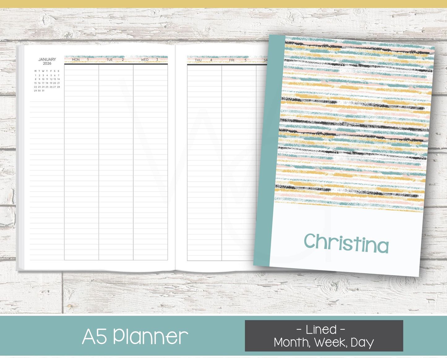 2026 Complete Personalized Planner | Month, Week, Day Planner | Lined Layout | Reflections