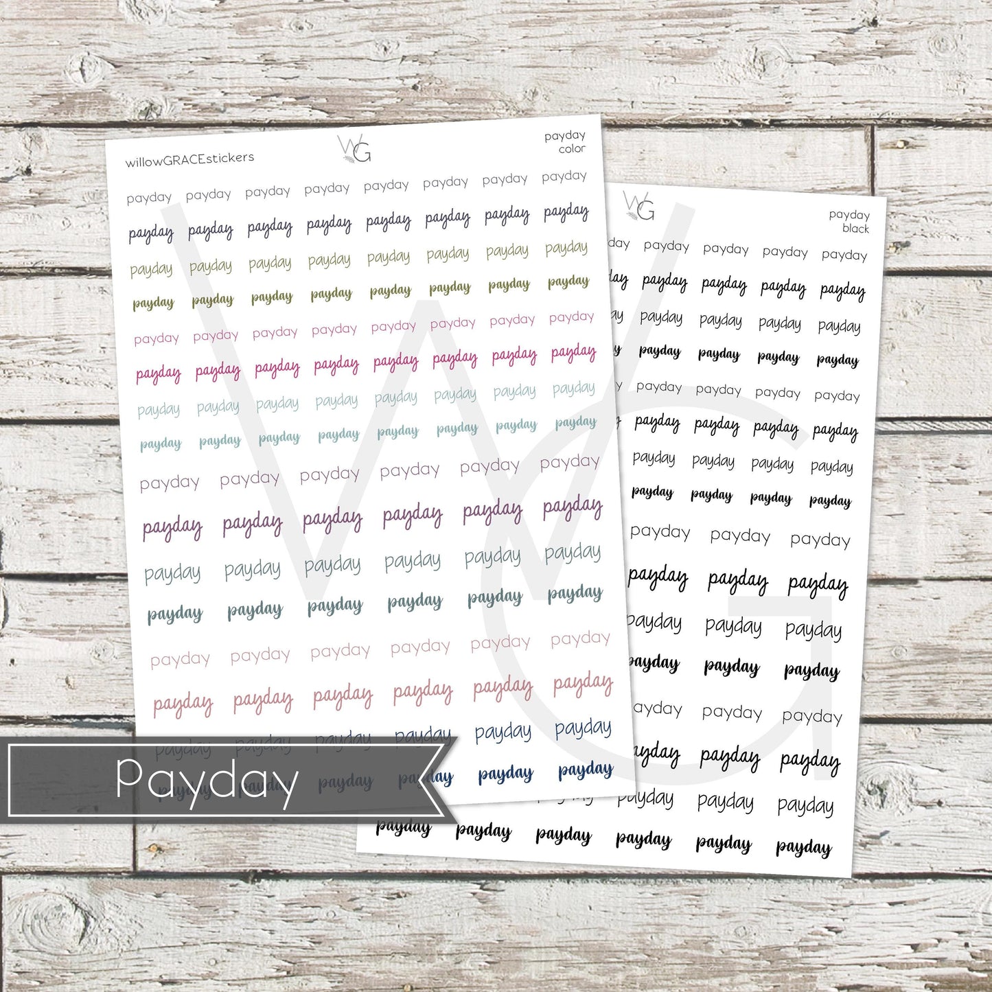 Payday • Word Stickers • Scripts Stickers • Planner Stickers