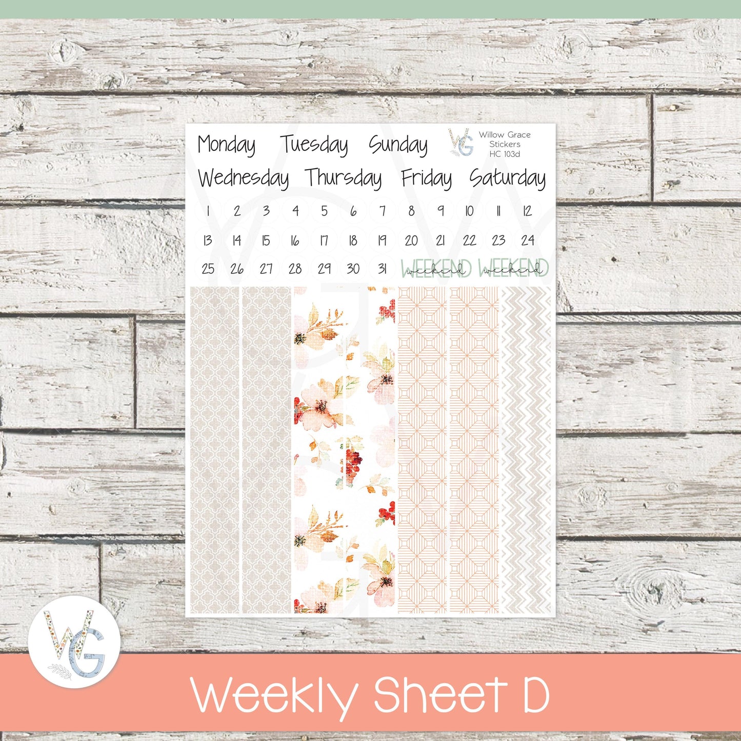 Hobonichi Cousin (A5) Weekly/Daily Sticker Kit β’ HW-103