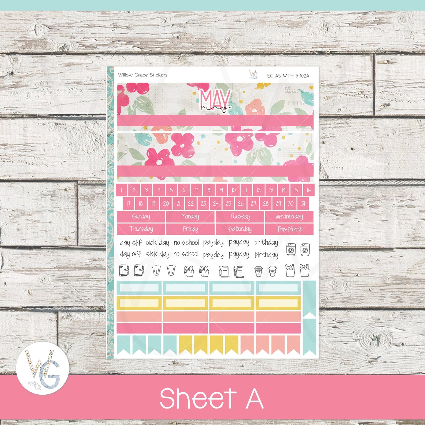 EC A5 Monthly Planner Stickers β’ ECM5-102