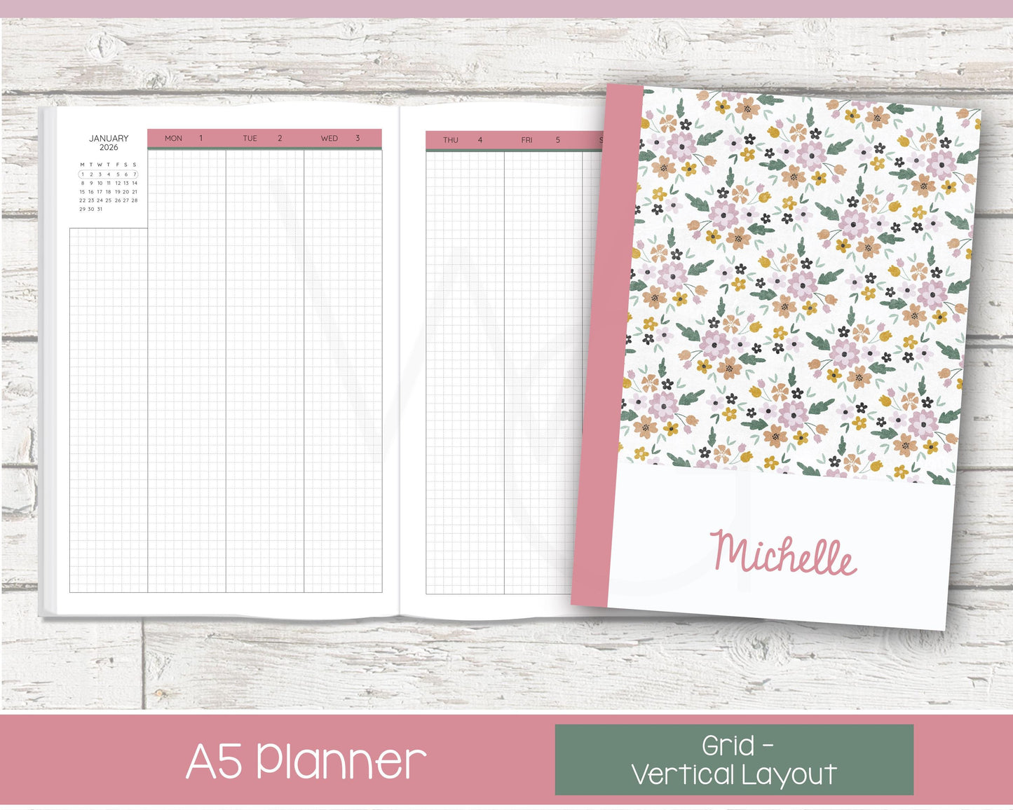 2026 Weekly Personalized Planner | Vertical Weekly Planner | Grid Layout | Petal Parade