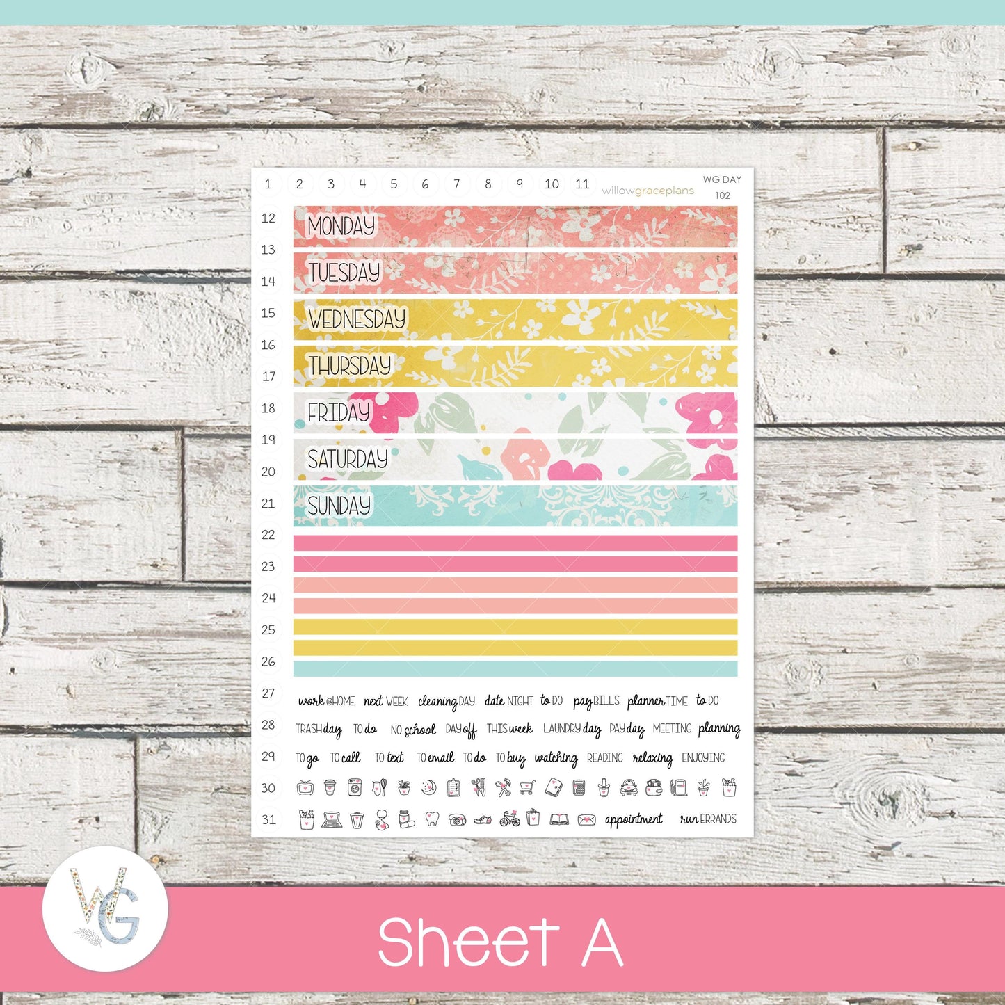 Willow Grace Planner Stickers - Daily Planner Stickers | WGD-102