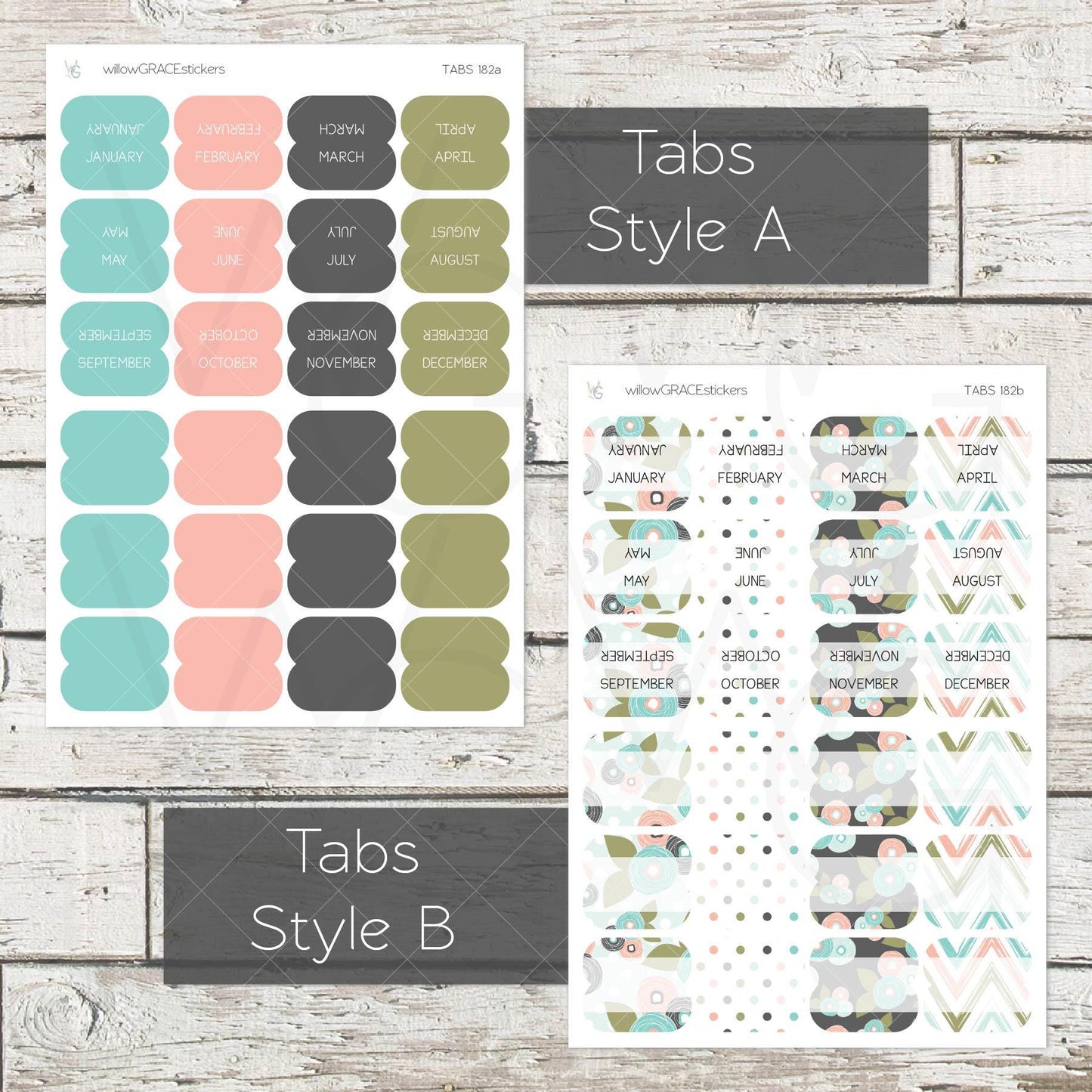 Planner Tabs • Tab Stickers • Planner Stickers • TB-182