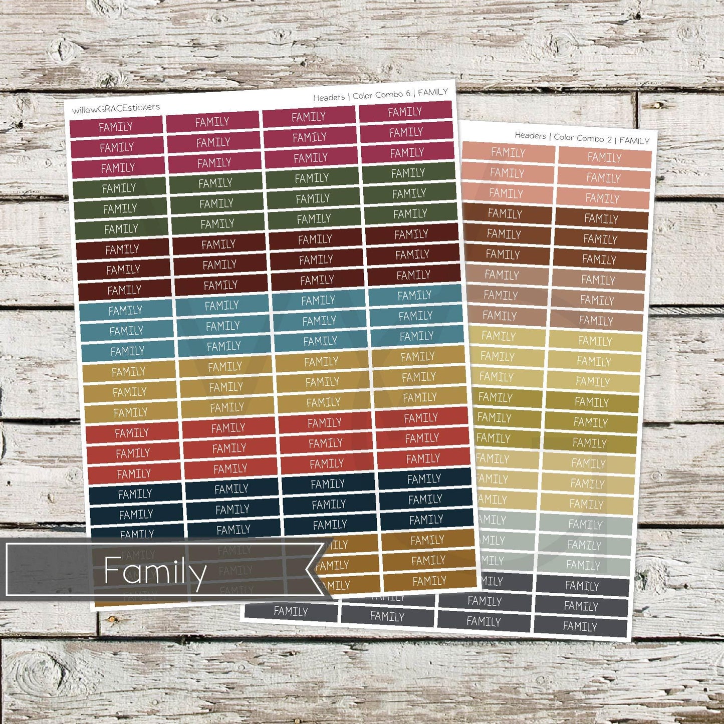 Planner Headers • Functional Planner Stickers • Family