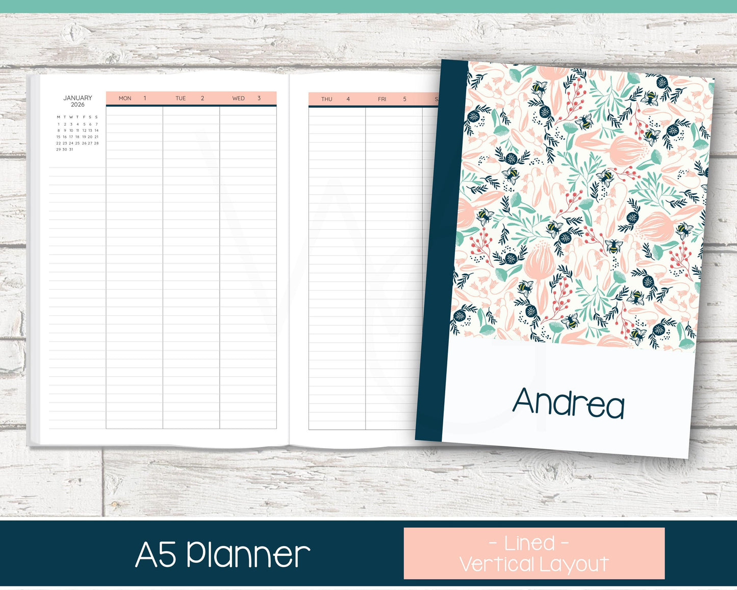 2026 Weekly Personalized Planner | Vertical Weekly Planner | Lined Layout | Summer Dreams