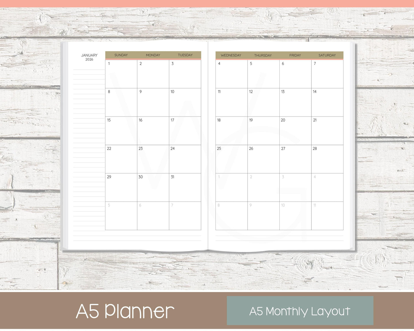 2026 Weekly Personalized Planner | Vertical Weekly Planner | Lined Layout | Cottage Bloom