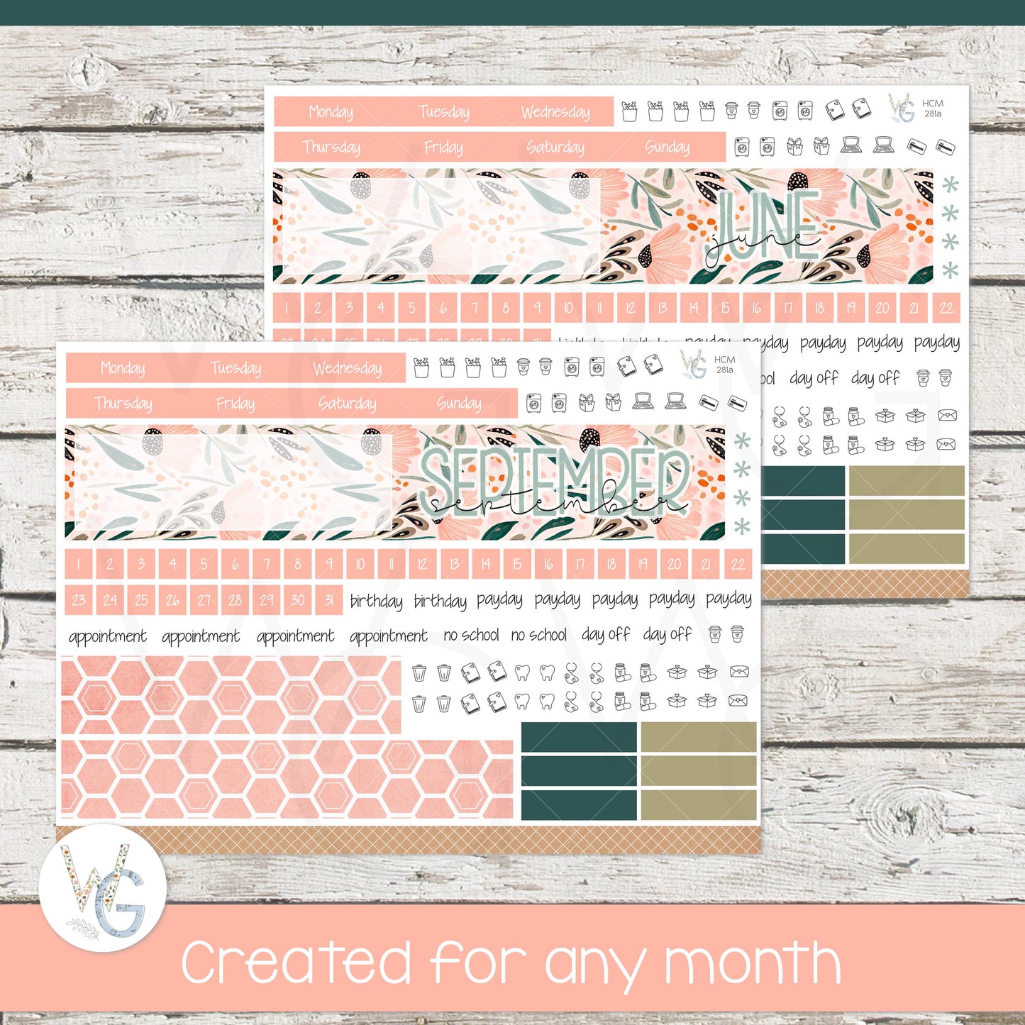 Hobonichi Cousin (A5) Monthly Planner Stickers β’ HM-281