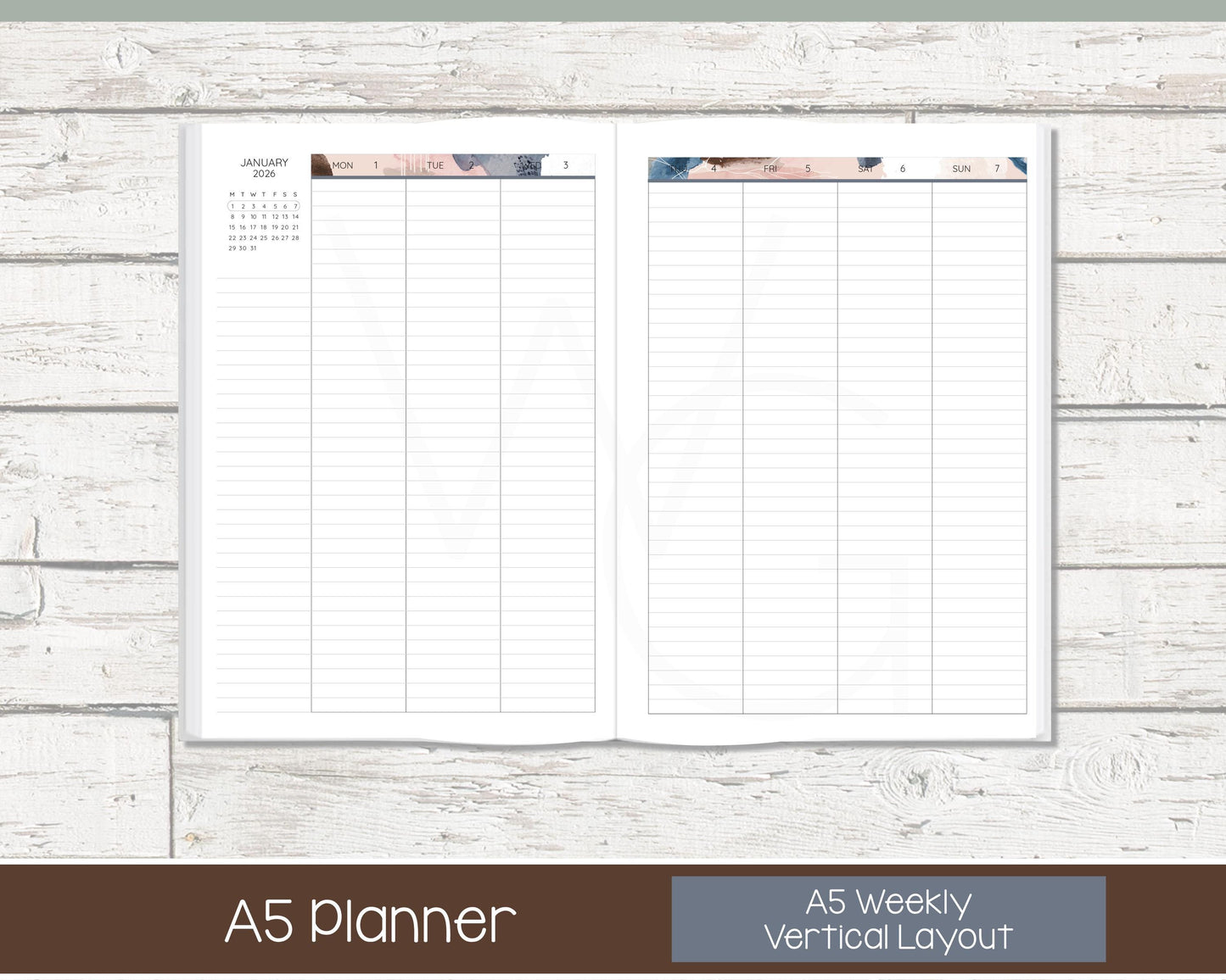 2026 Weekly Personalized Planner | Vertical Weekly Planner | Lined Layout | Blush & Ink