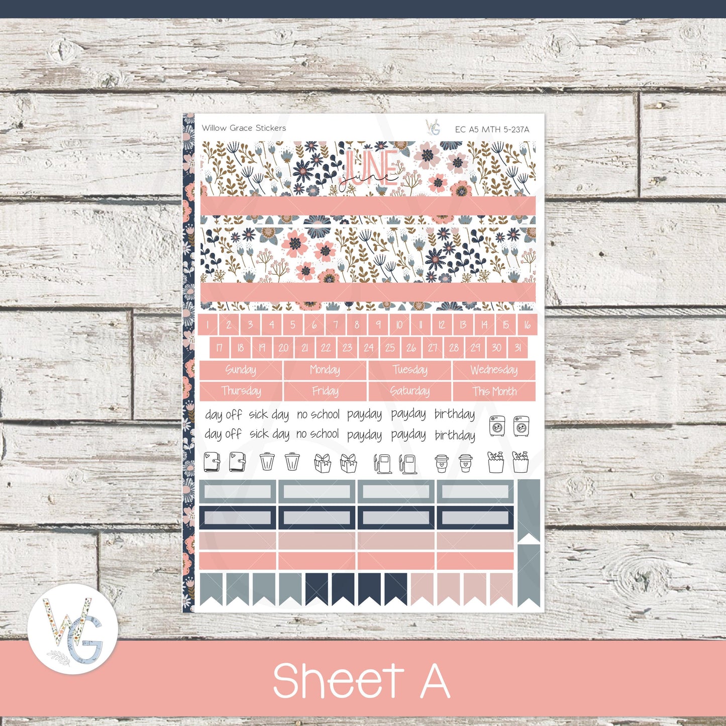 EC A5 Monthly Planner Stickers β’ ECM5-237