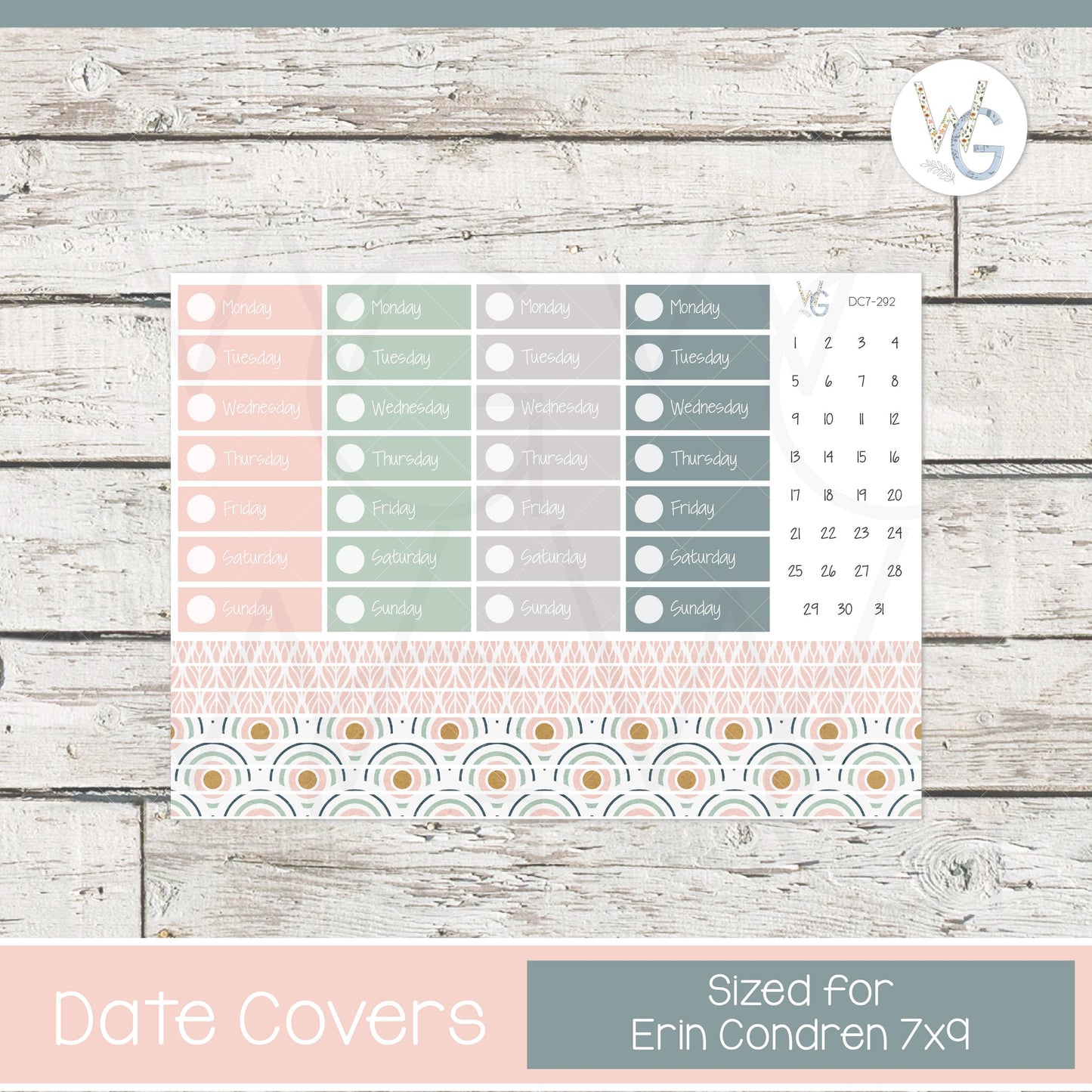 Date Covers • Planner Stickers • DC7-292