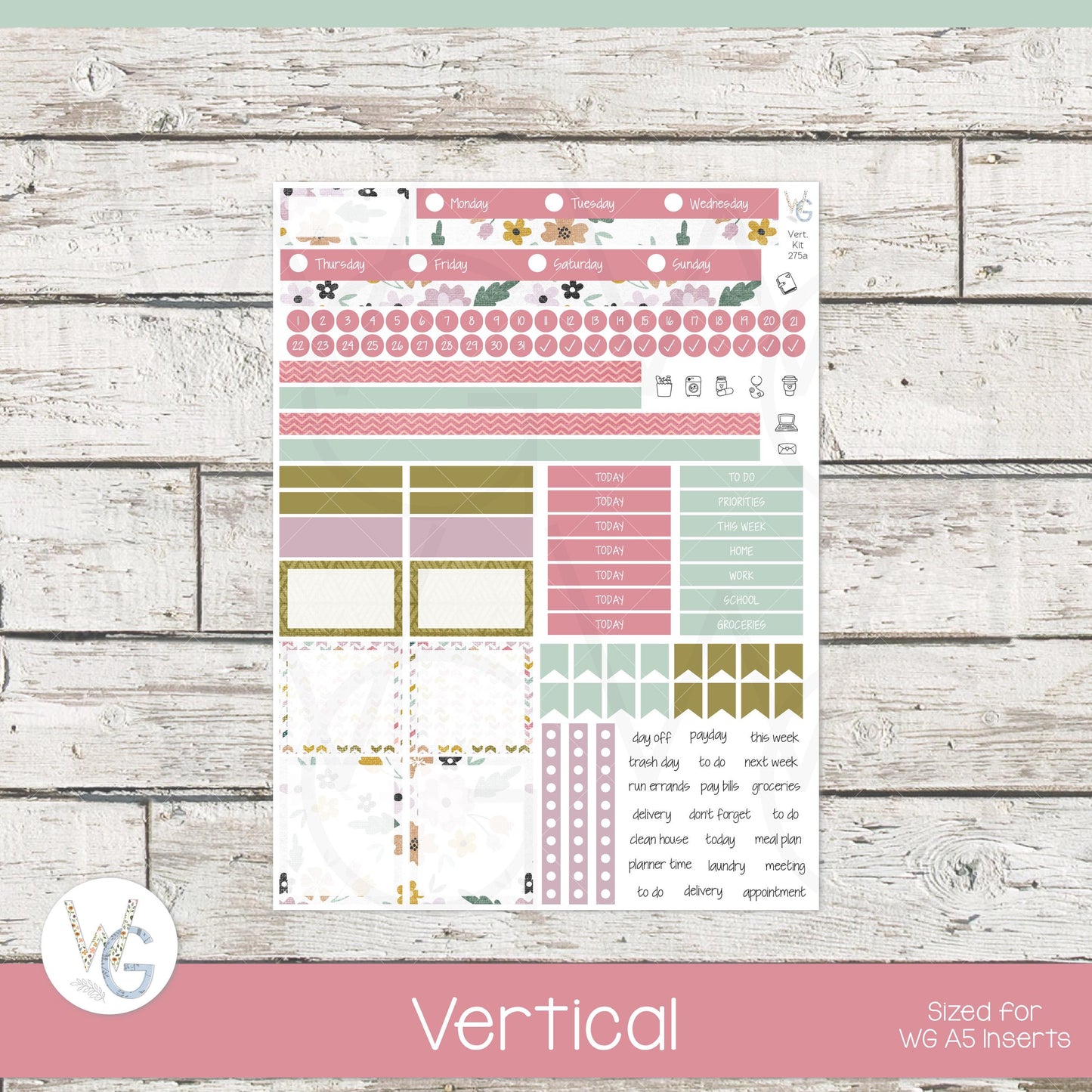 WG A5 Weekly Planner Stickers β’ WGW5-275