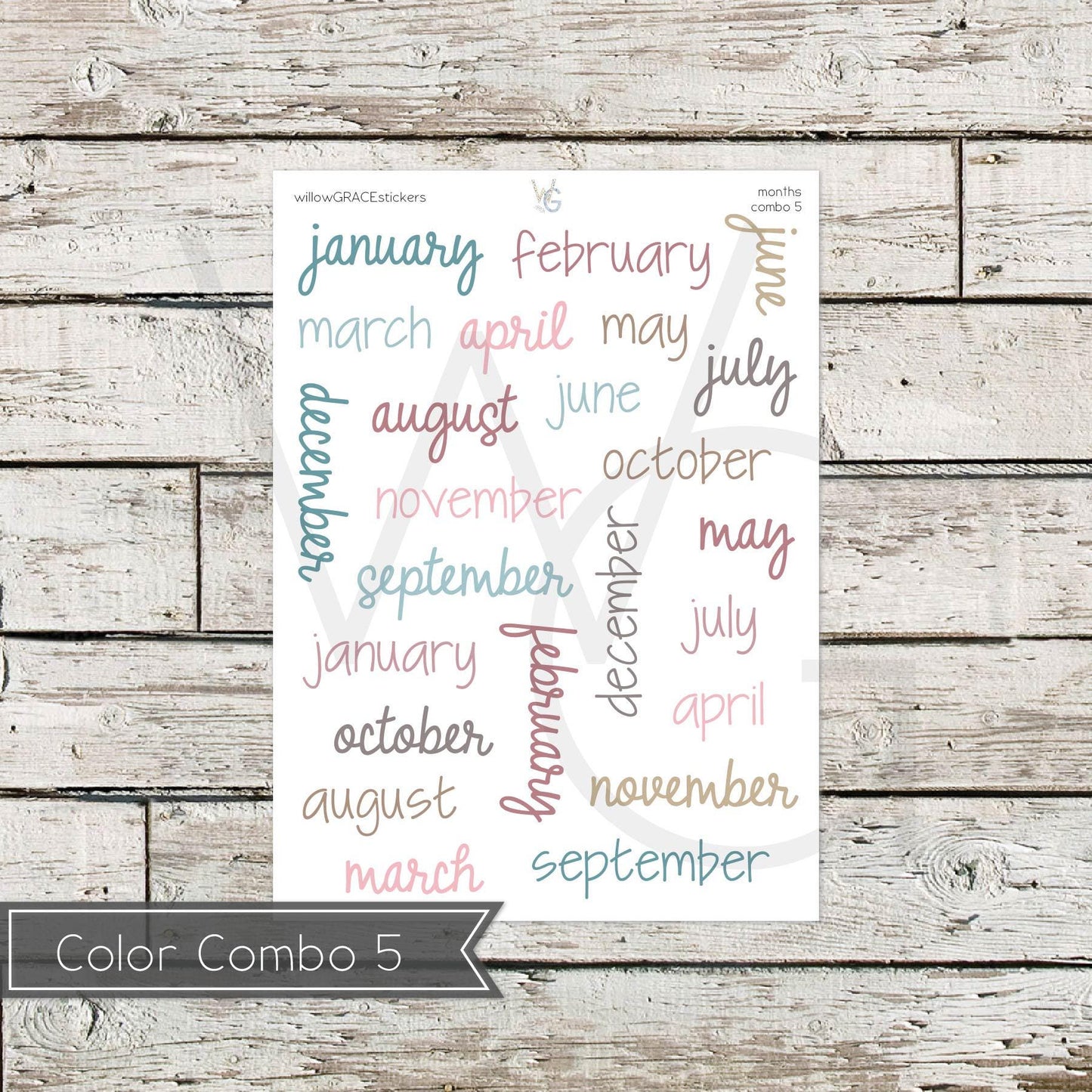 Months • Word Stickers • Scripts Stickers • Planner Stickers (CF)