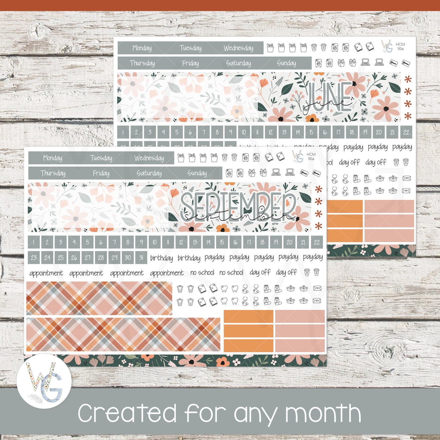 Hobonichi Cousin (A5) Monthly Planner Stickers β’ HM-110