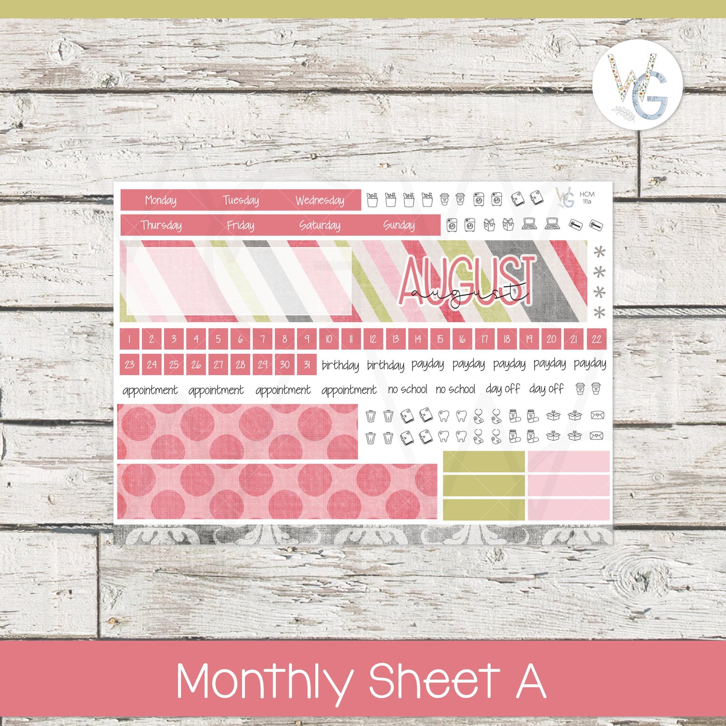 Hobonichi Cousin (A5) Monthly Planner Stickers β’ HM-111