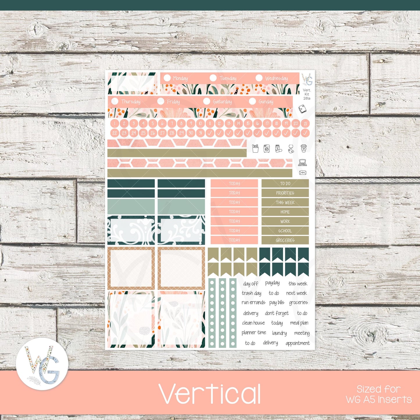 WG A5 Weekly Planner Stickers β’ WGW5-281