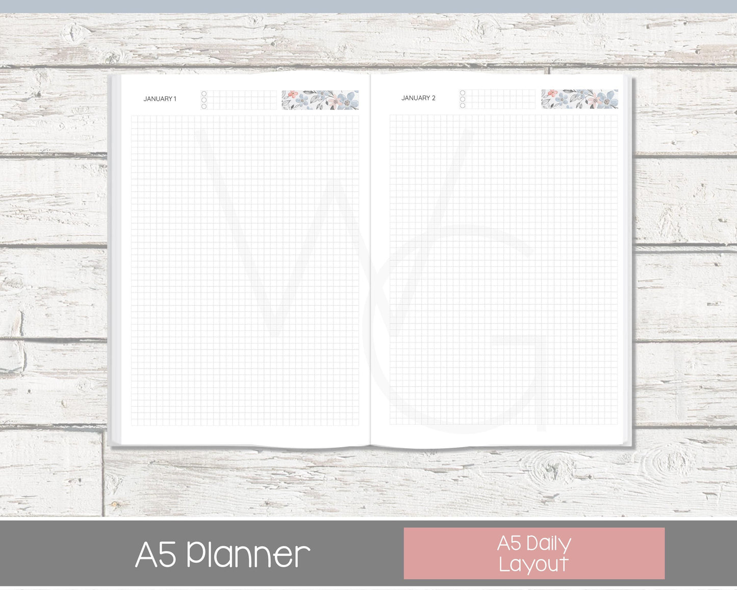 2026 Complete Personalized Planner | Month, Week, Day Planner | Grid Layout | Vintage Blues