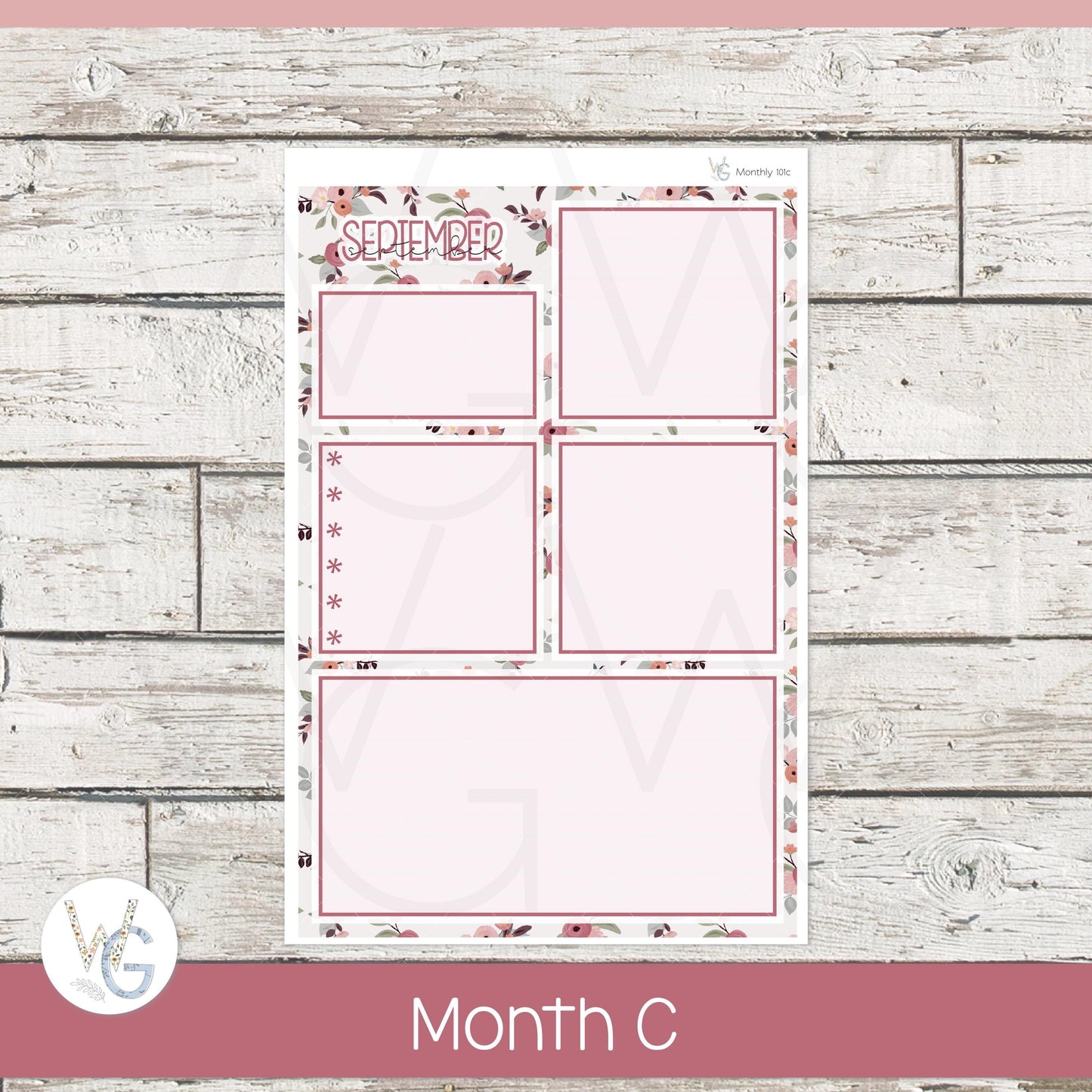 WG A5 Monthly Planner Stickers β’ WGM5-101