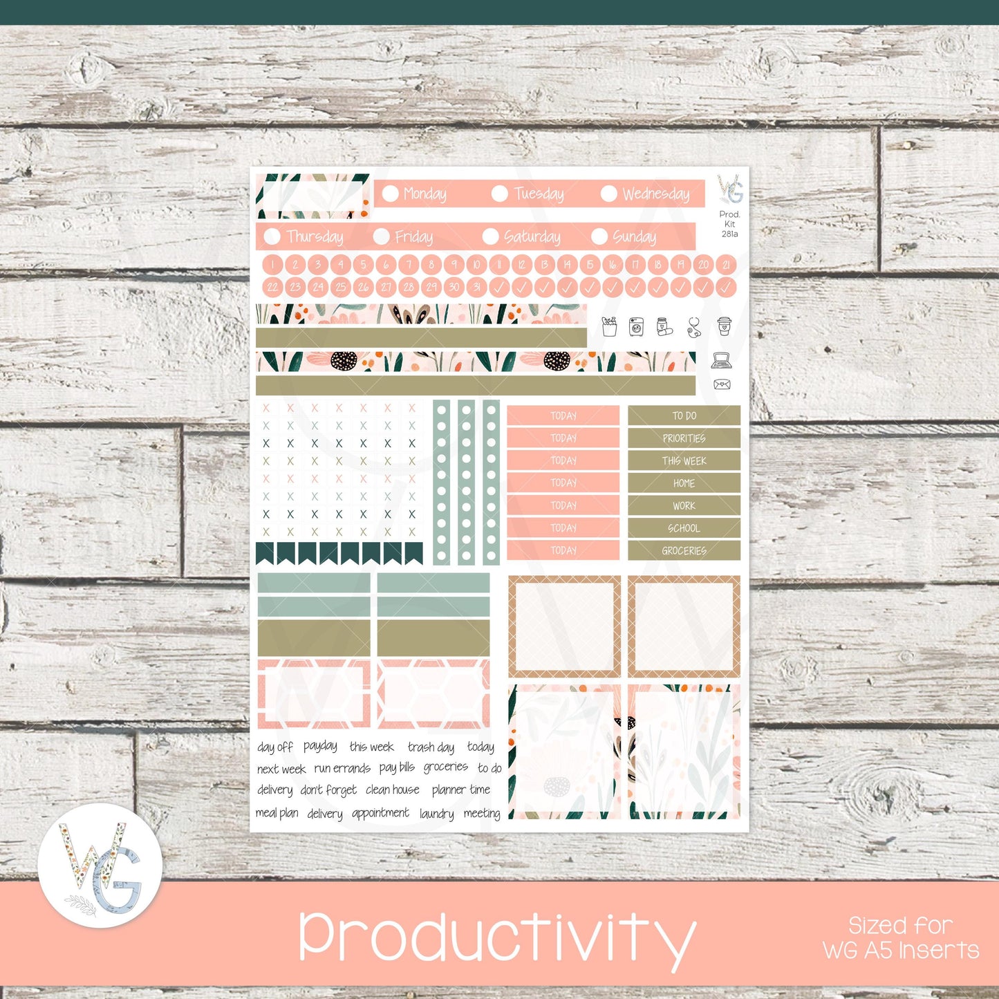 WG A5 Weekly Planner Stickers β’ WGW5-281