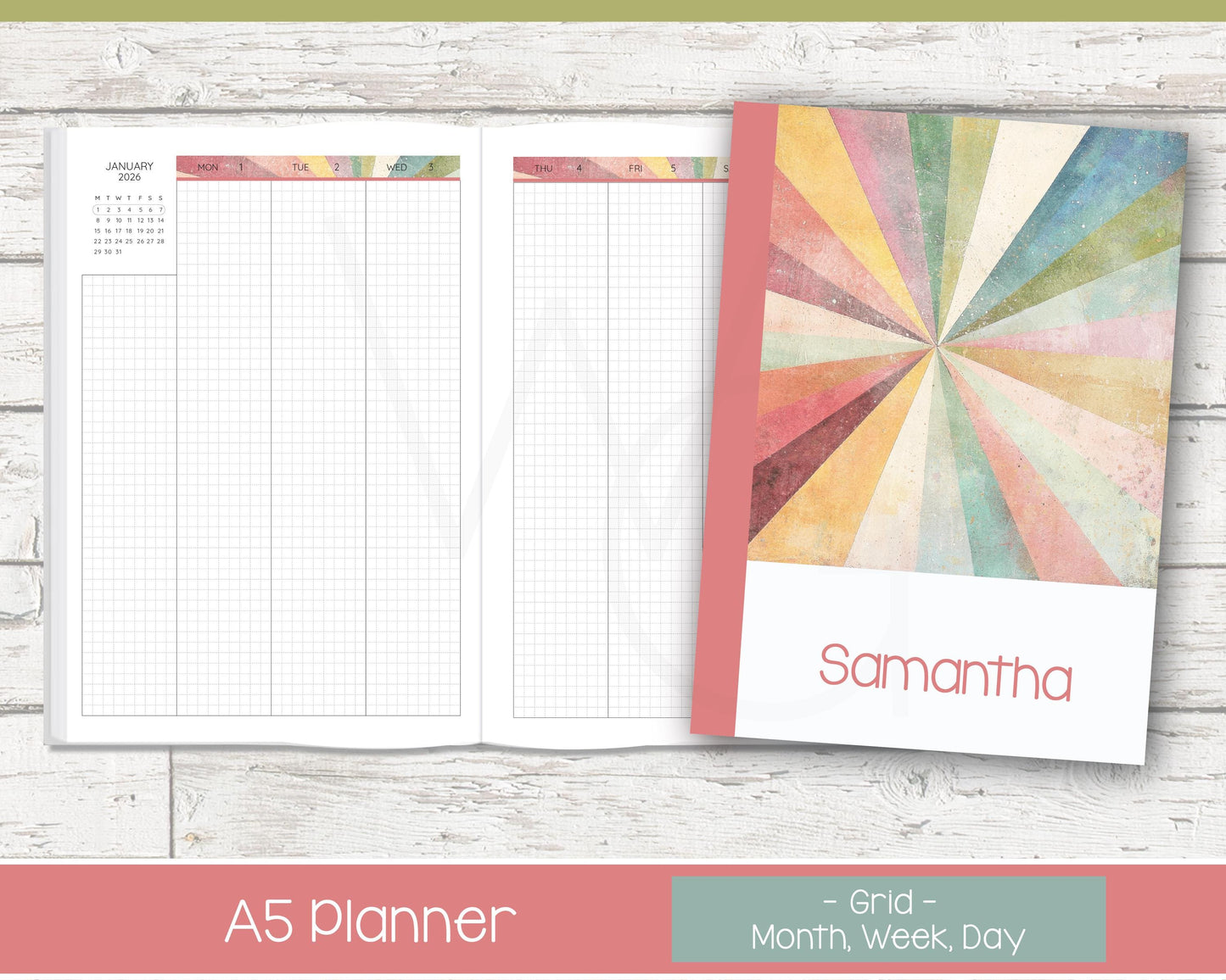 2026 Complete Personalized Planner | Month, Week, Day Planner | Grid Layout | Shine On