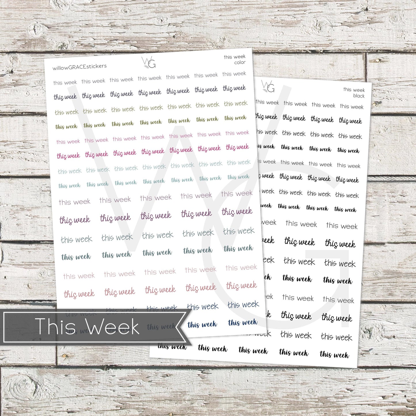 This Week • Word Stickers • Scripts Stickers • Planner Stickers