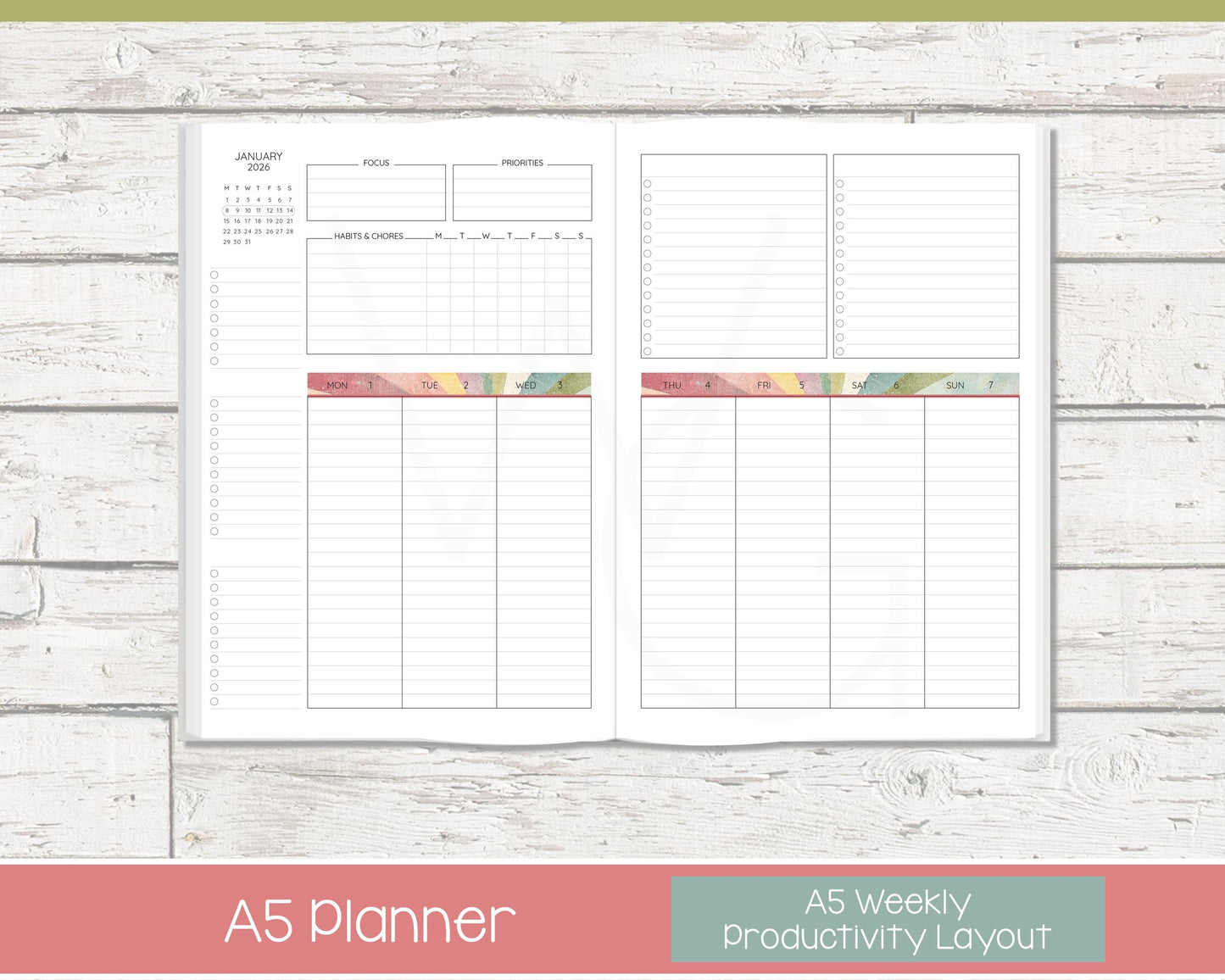 2026 Weekly Personalized Planner | Productivity Weekly Planner | Lined Layout | Shine On