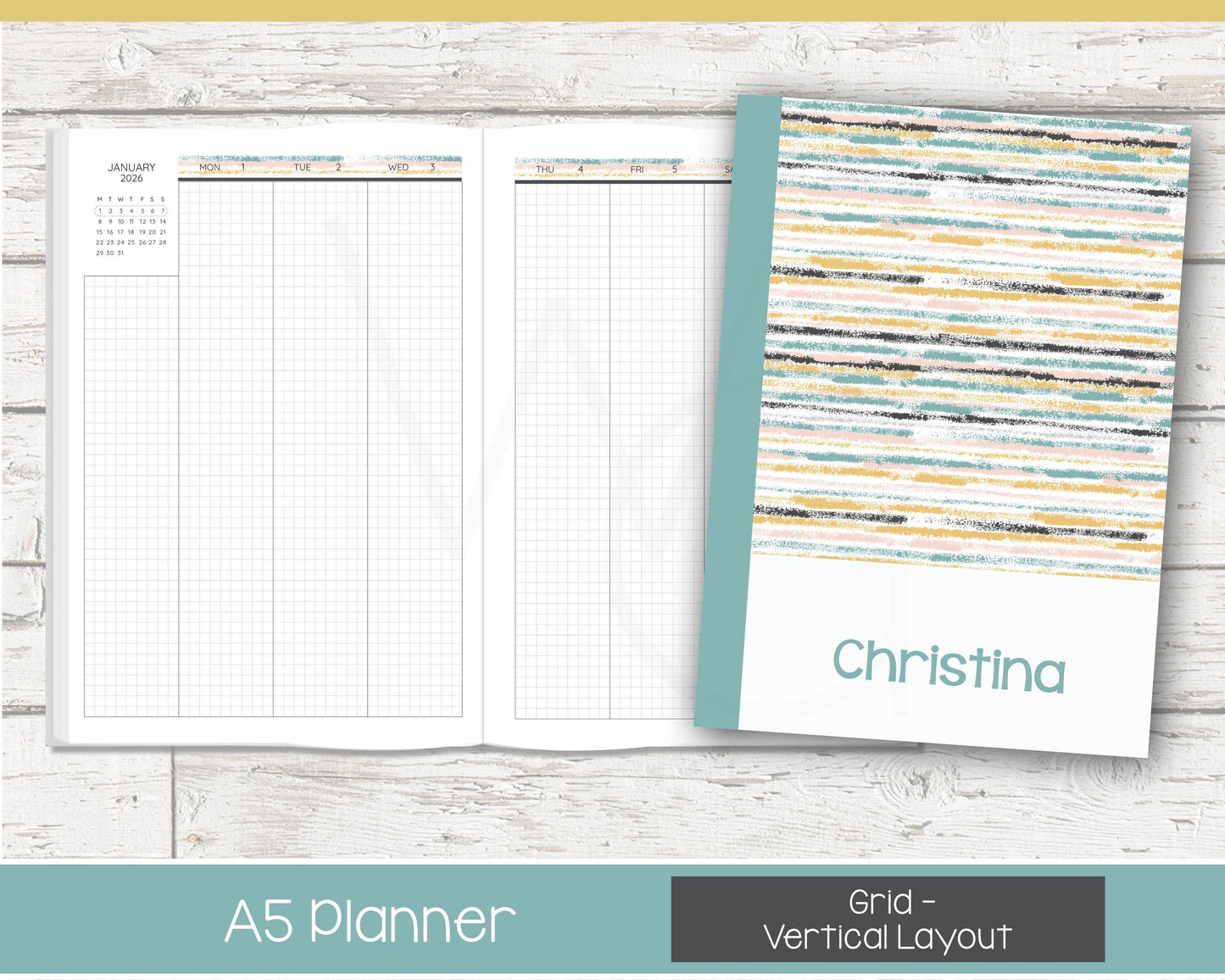 2026 Weekly Personalized Planner | Vertical Weekly Planner | Grid Layout | Reflections