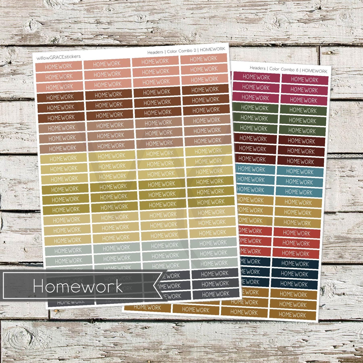 Planner Headers • Functional Planner Stickers • Homework