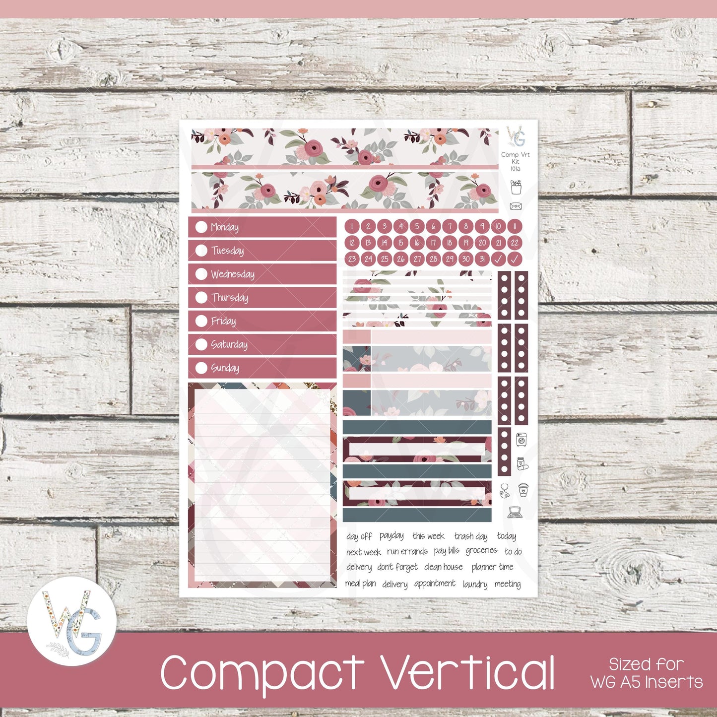 WG A5 Weekly Planner Stickers β’ WGW5-101