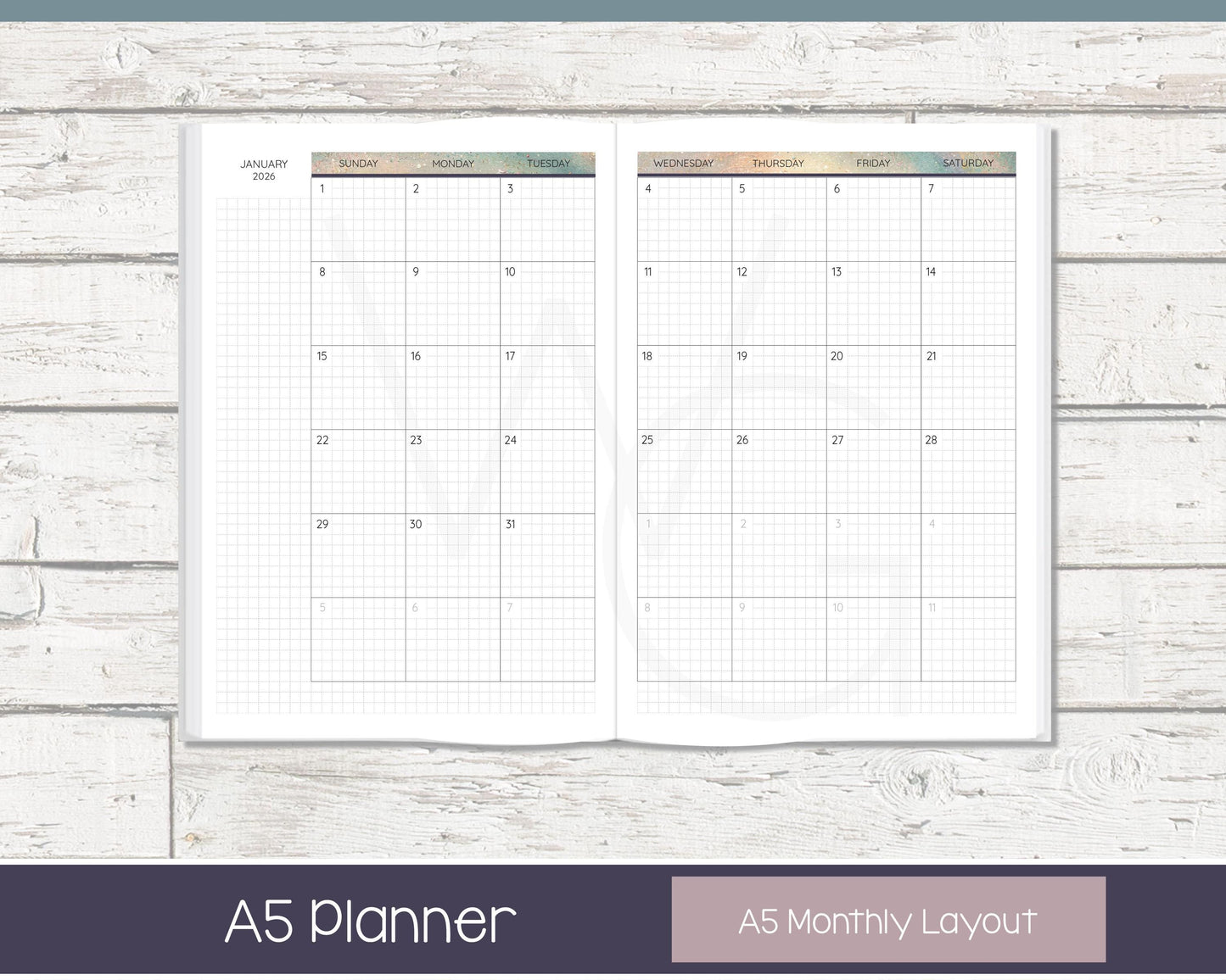2026 Complete Personalized Planner | Month, Week, Day Planner | Grid Layout | In the Stars