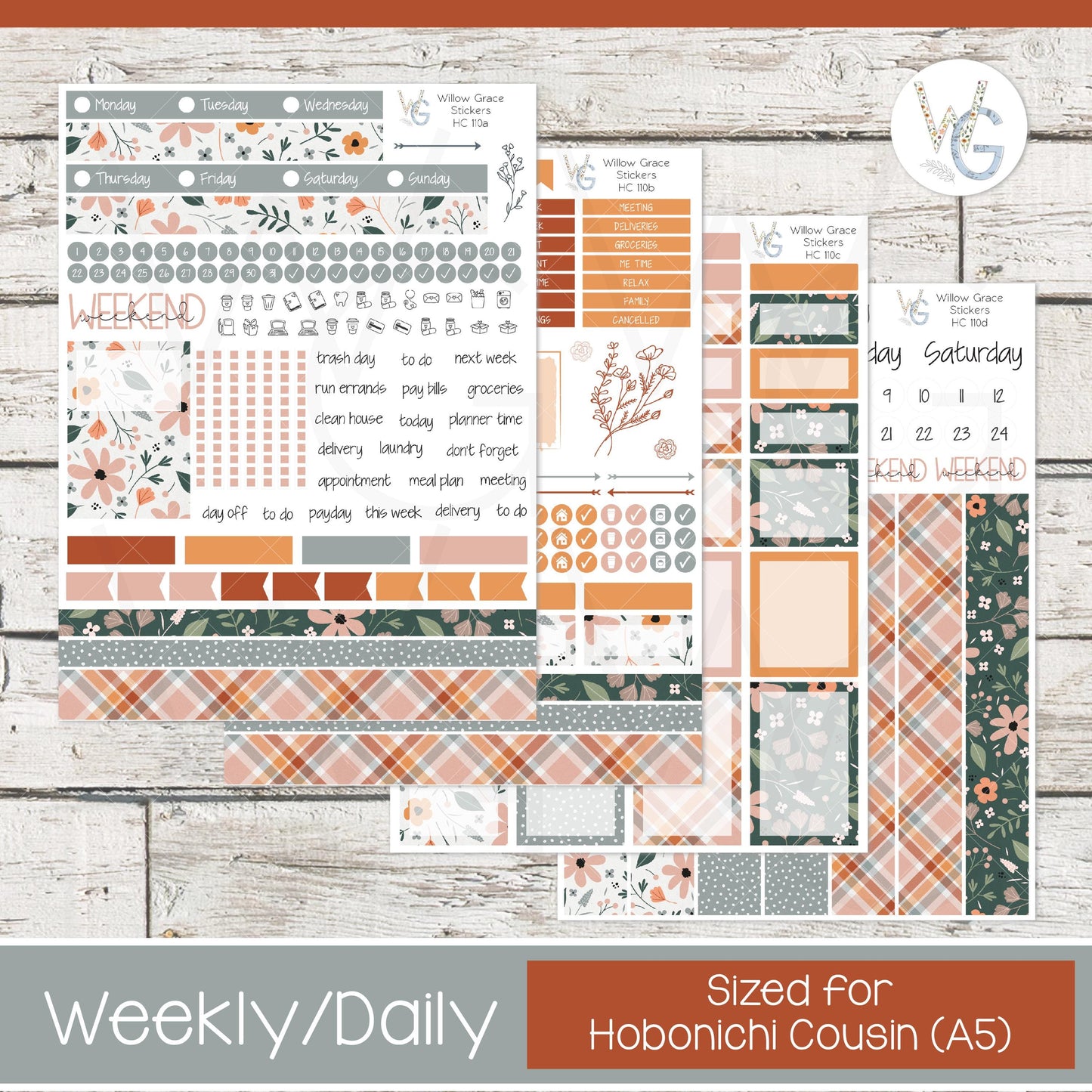 Hobonichi Cousin (A5) Weekly/Daily Sticker Kit β’ HW-110
