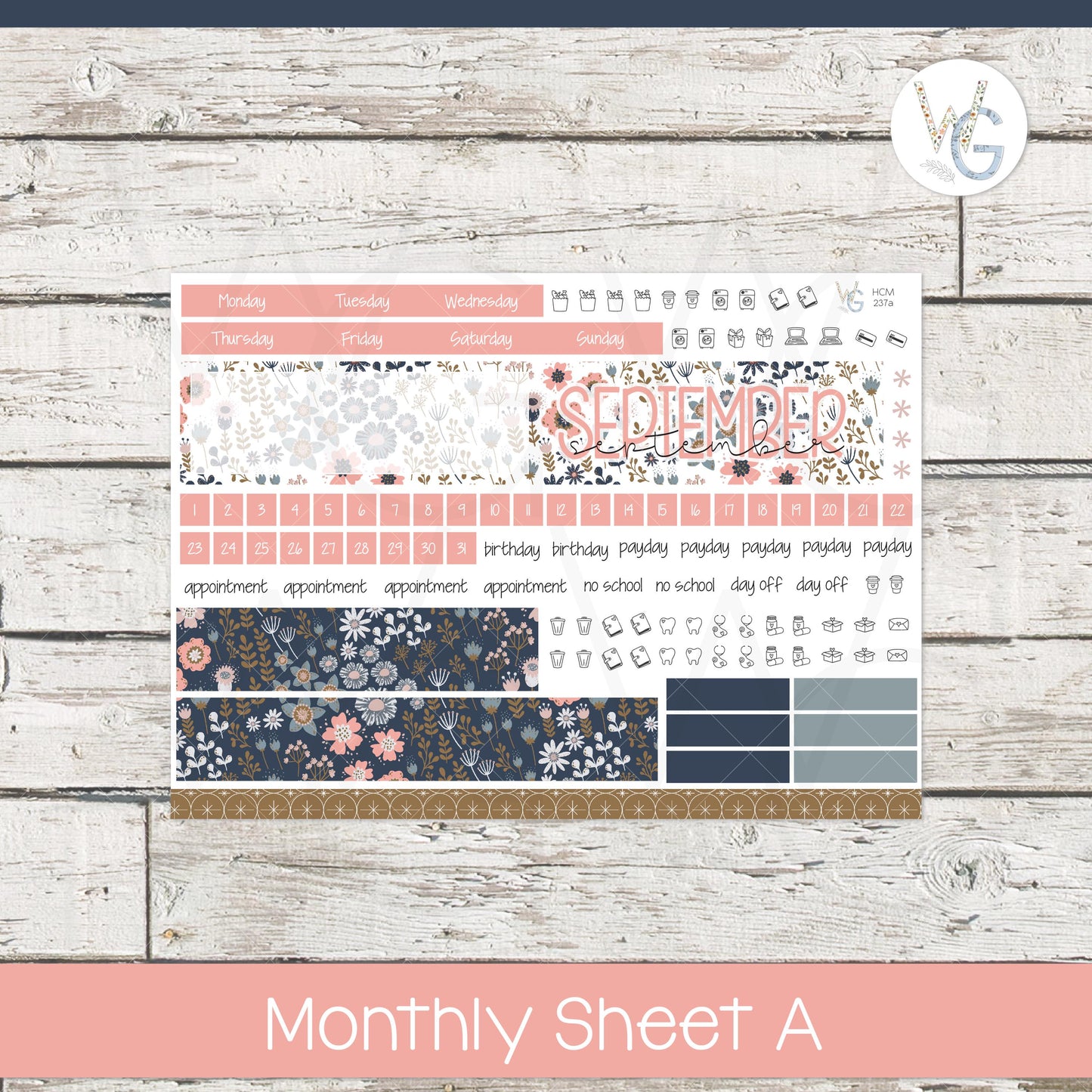 Hobonichi Cousin (A5) Monthly Planner Stickers β’ HM-237