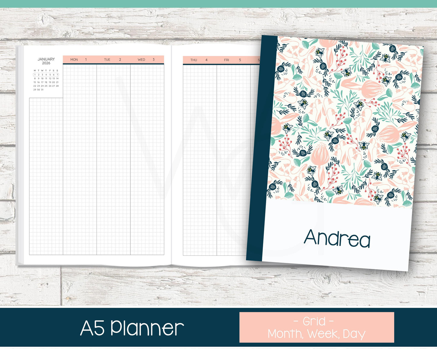 2026 Complete Personalized Planner | Month, Week, Day Planner | Grid Layout | Summer Dreams