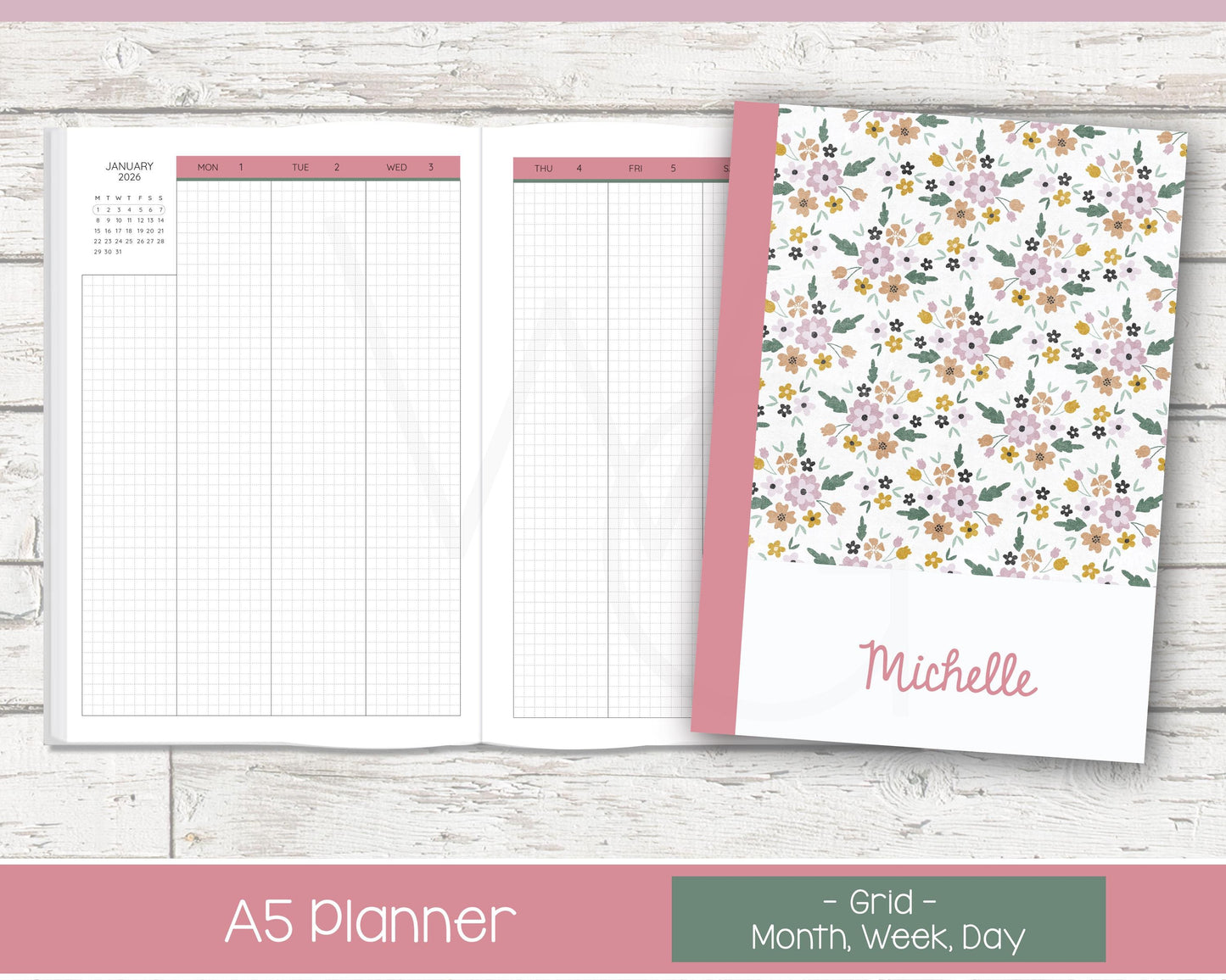 2026 Complete Personalized Planner | Month, Week, Day Planner | Grid Layout | Petal Parade