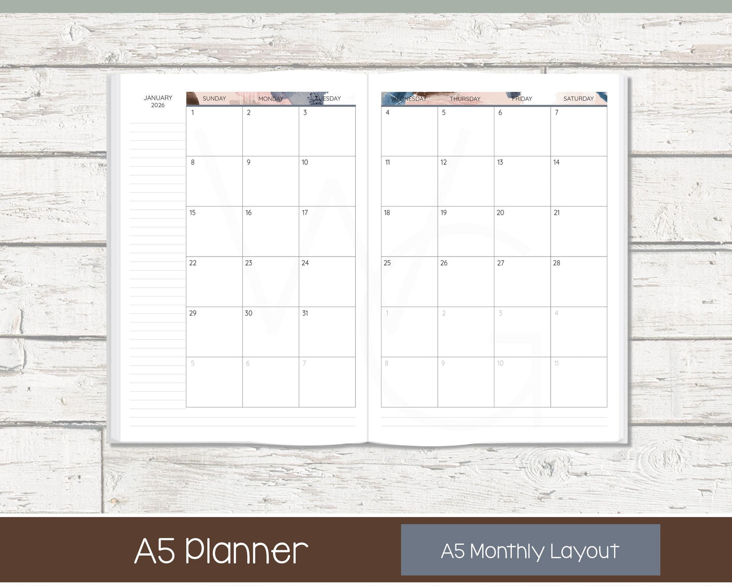 2026 Weekly Personalized Planner | Productivity Weekly Planner | Lined Layout | Blush & Ink