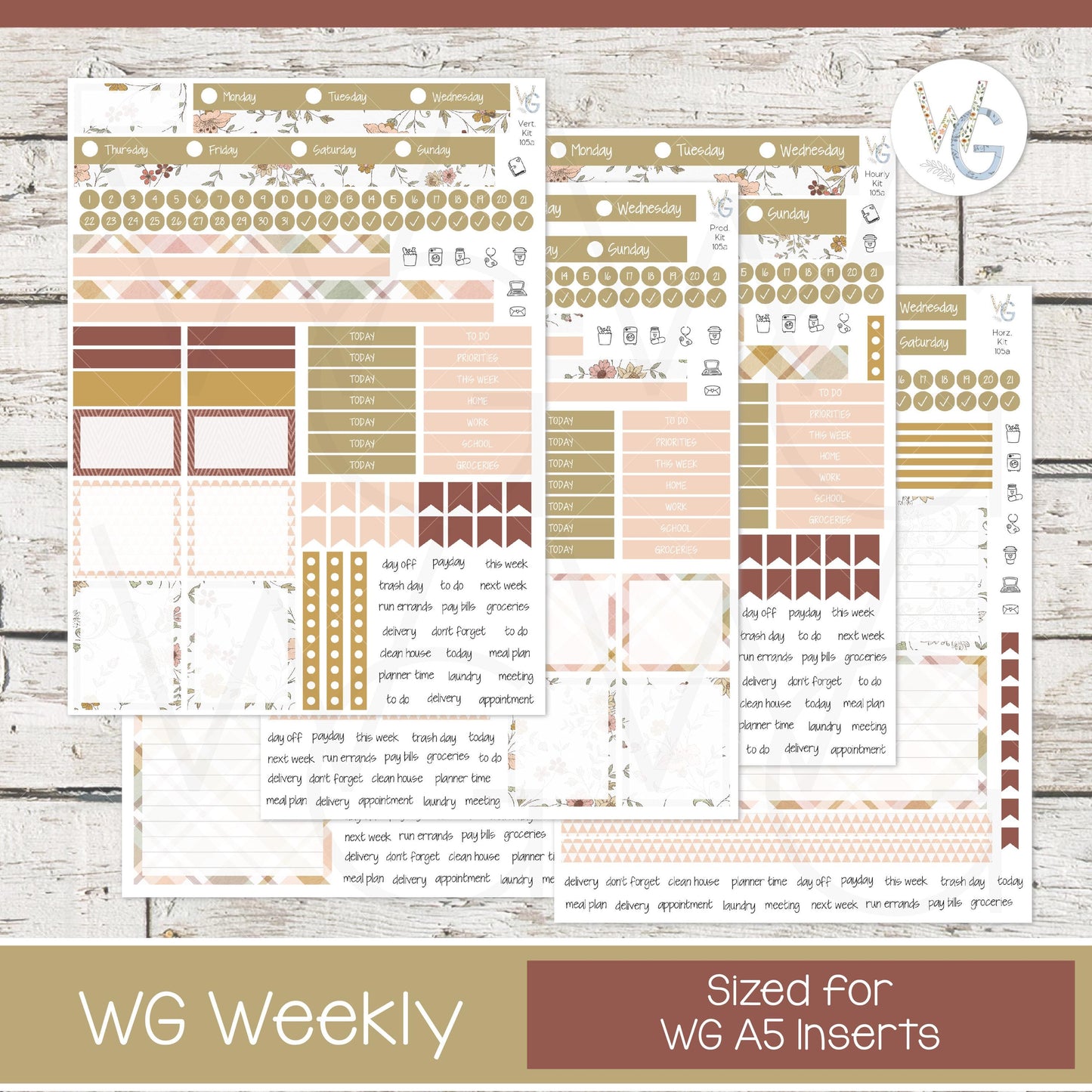 WG A5 Weekly Planner Stickers β’ WGW5-105