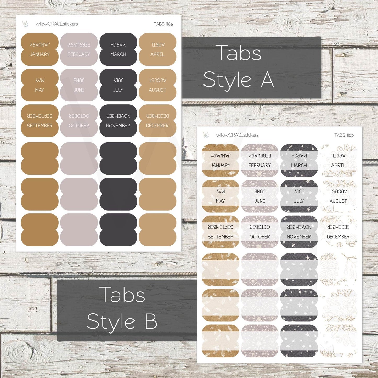 Planner Tabs • Tab Stickers • Planner Stickers • TB-118